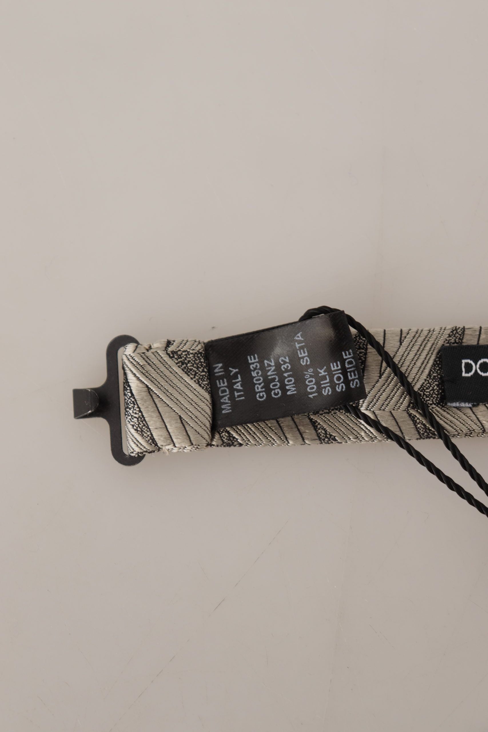 Dolce & Gabbana Gray 100% Silk Adjustable Neck Papillon Bow Tie