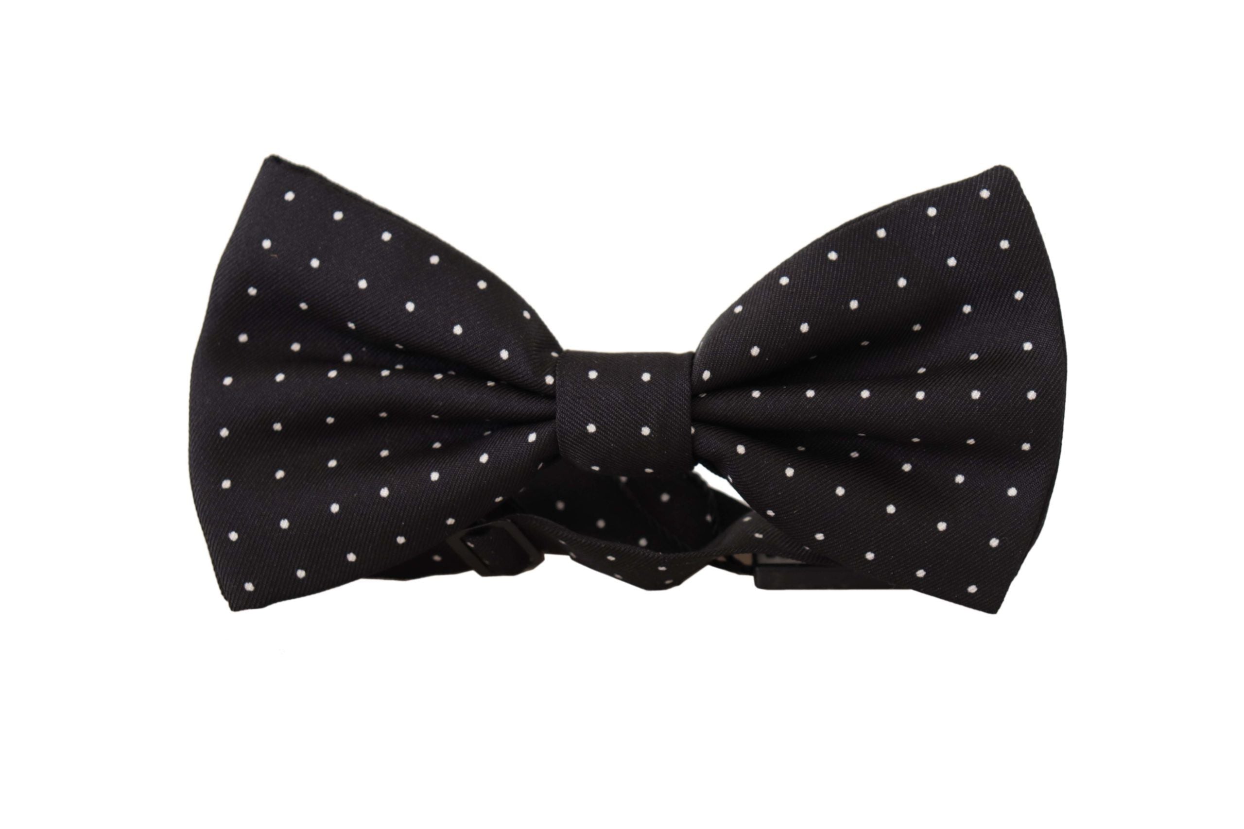 Dolce & Gabbana Black White Polka Dot 100% Silk Neck Papillon Tie