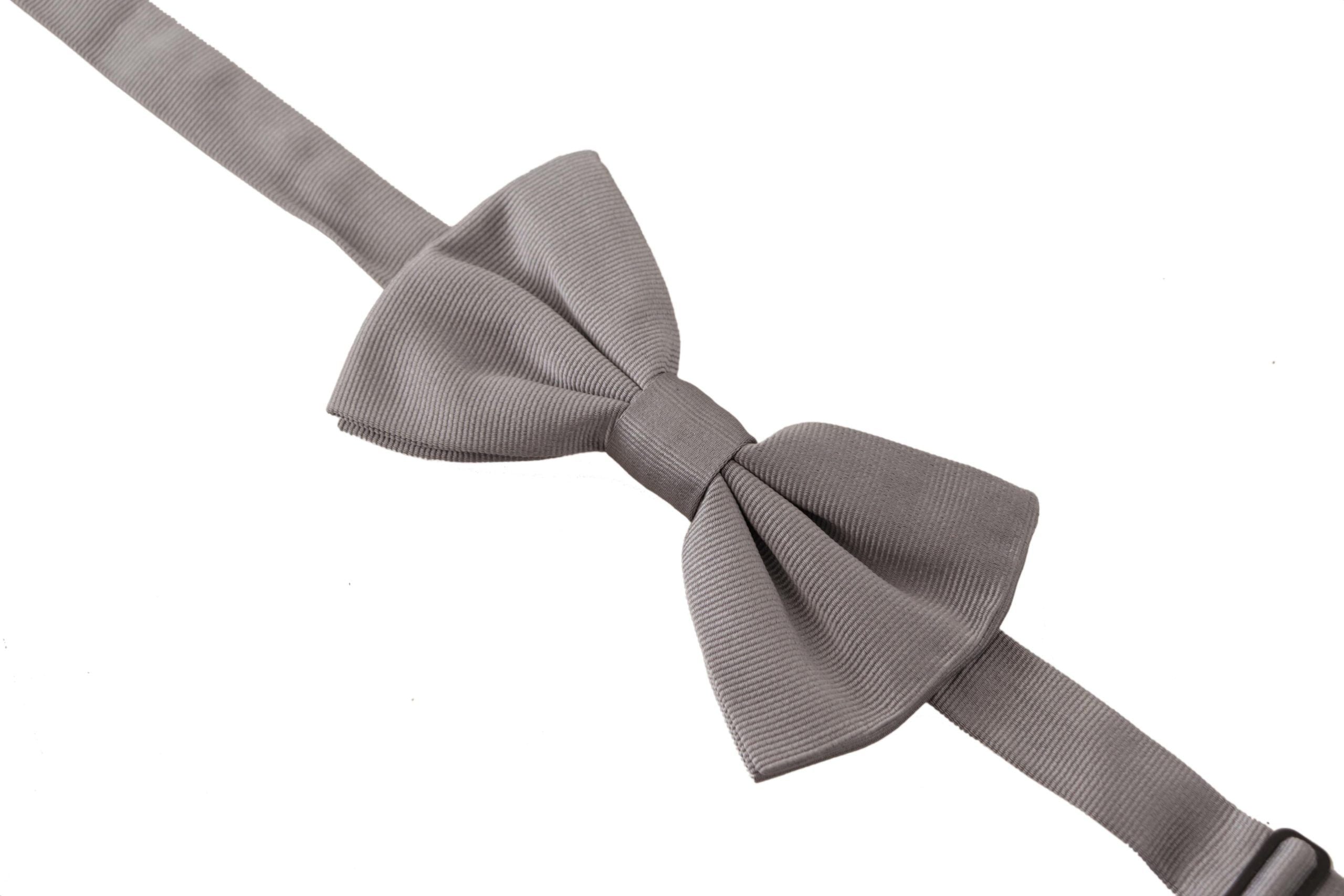 Dolce & Gabbana Gray 100% Silk Adjustable Neck Papillon Tie