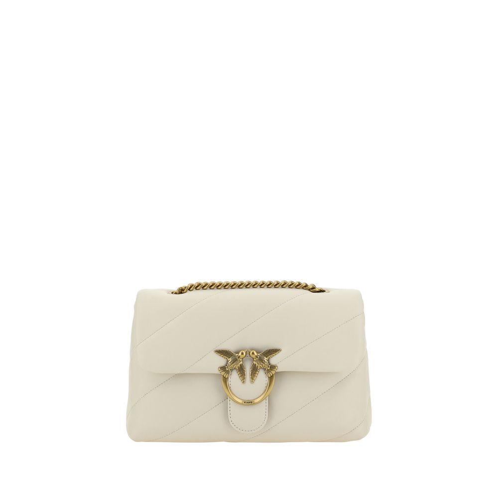 PINKO White Calf Leather Bos Taurus Shoulder Bag