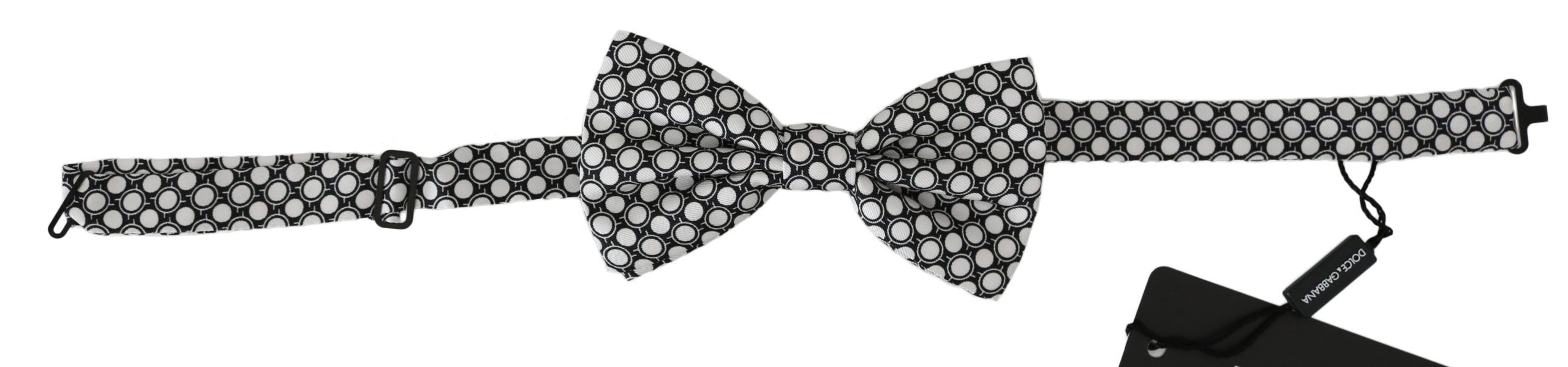 Dolce & Gabbana Elegant Black White Circle Silk Bow Tie - Luksuslaukut ja asusteet Dolce & Gabbana - Tutustu YVES JAVANNI® 