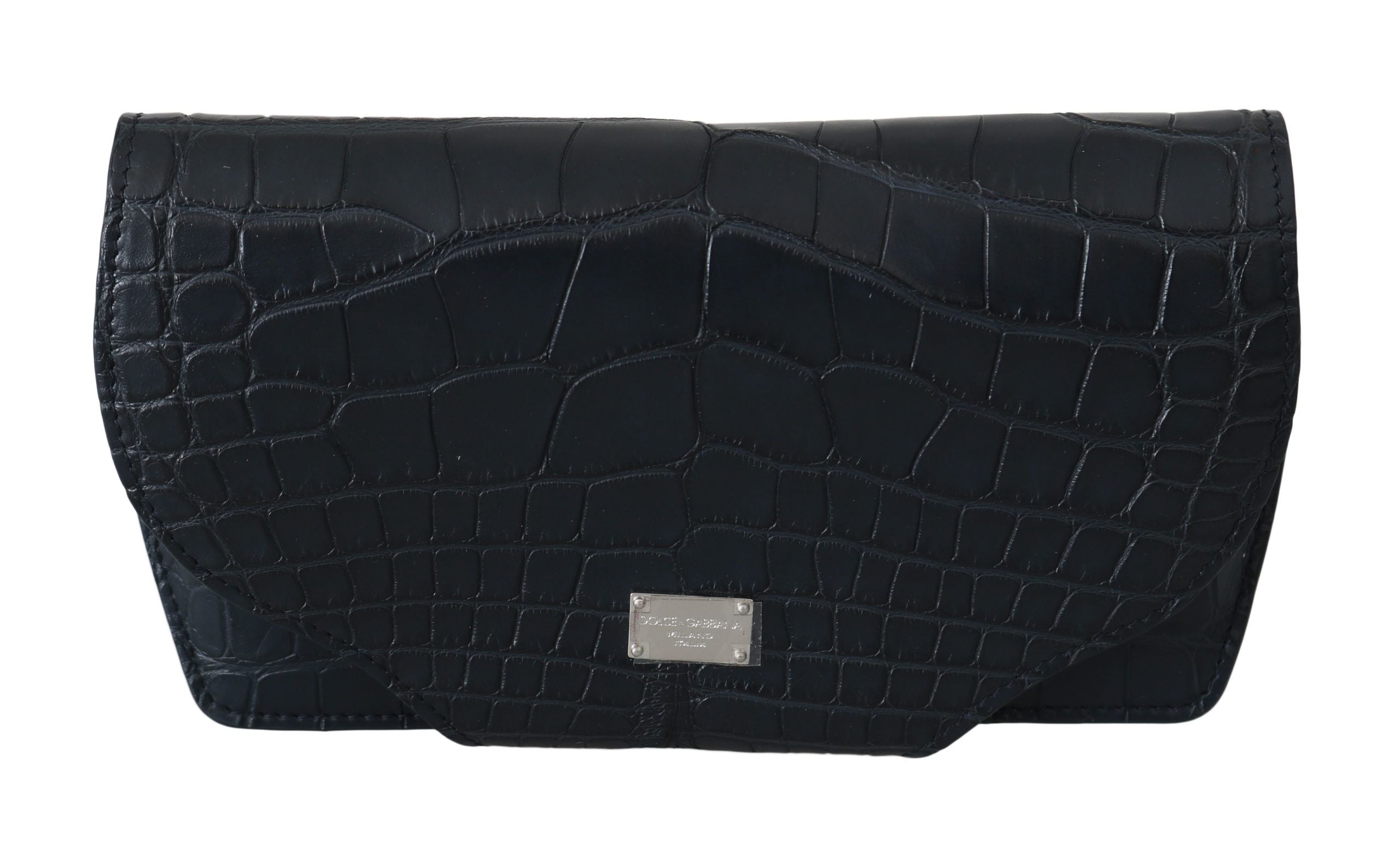 Dolce & Gabbana Elegant Blue Crocodile Leather Eyewear Pouch - Luksusmuotia Dolce & Gabbana - Tutustu YVES JAVANNI® 