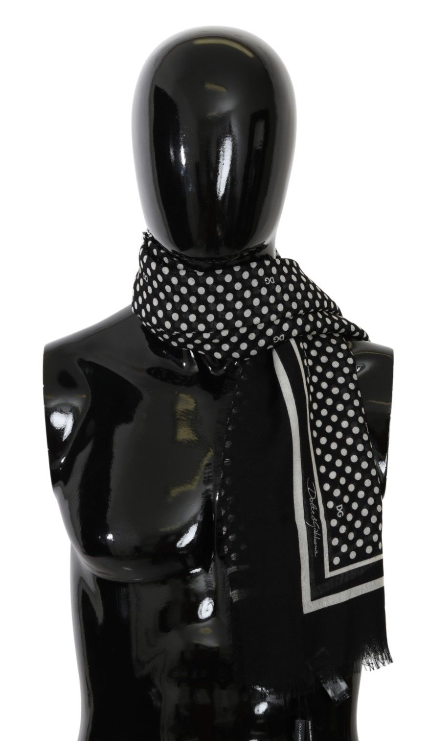 Dolce & Gabbana Elegant Black Silk Blend Polka Dotted Men's Scarf - Luksusmuotia Dolce & Gabbana - Tutustu YVES JAVANNI® 