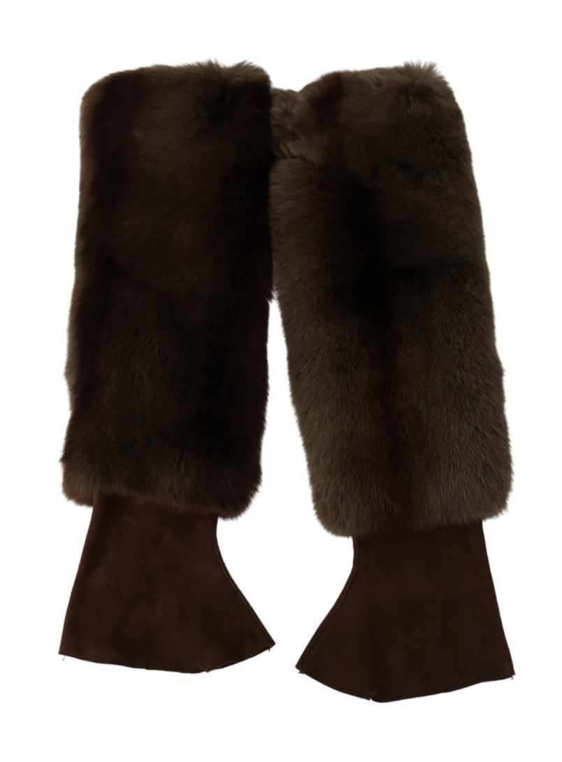 Dolce & Gabbana Elegant Brown Fur & Leather Elbow-Length Gloves - Luksusmuotia Dolce & Gabbana - Tutustu YVES JAVANNI® 