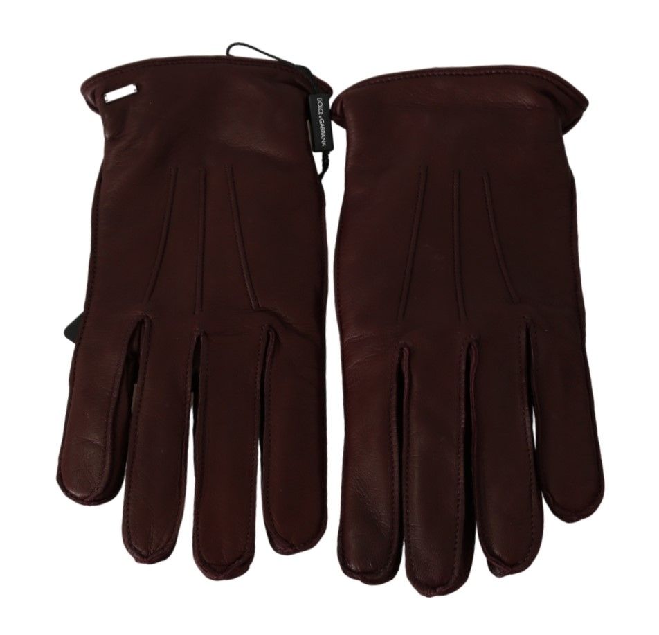 Dolce & Gabbana Elegant Maroon Wrist-Length Lambskin Gloves - Luksusmuotia Dolce & Gabbana - Tutustu YVES JAVANNI® 