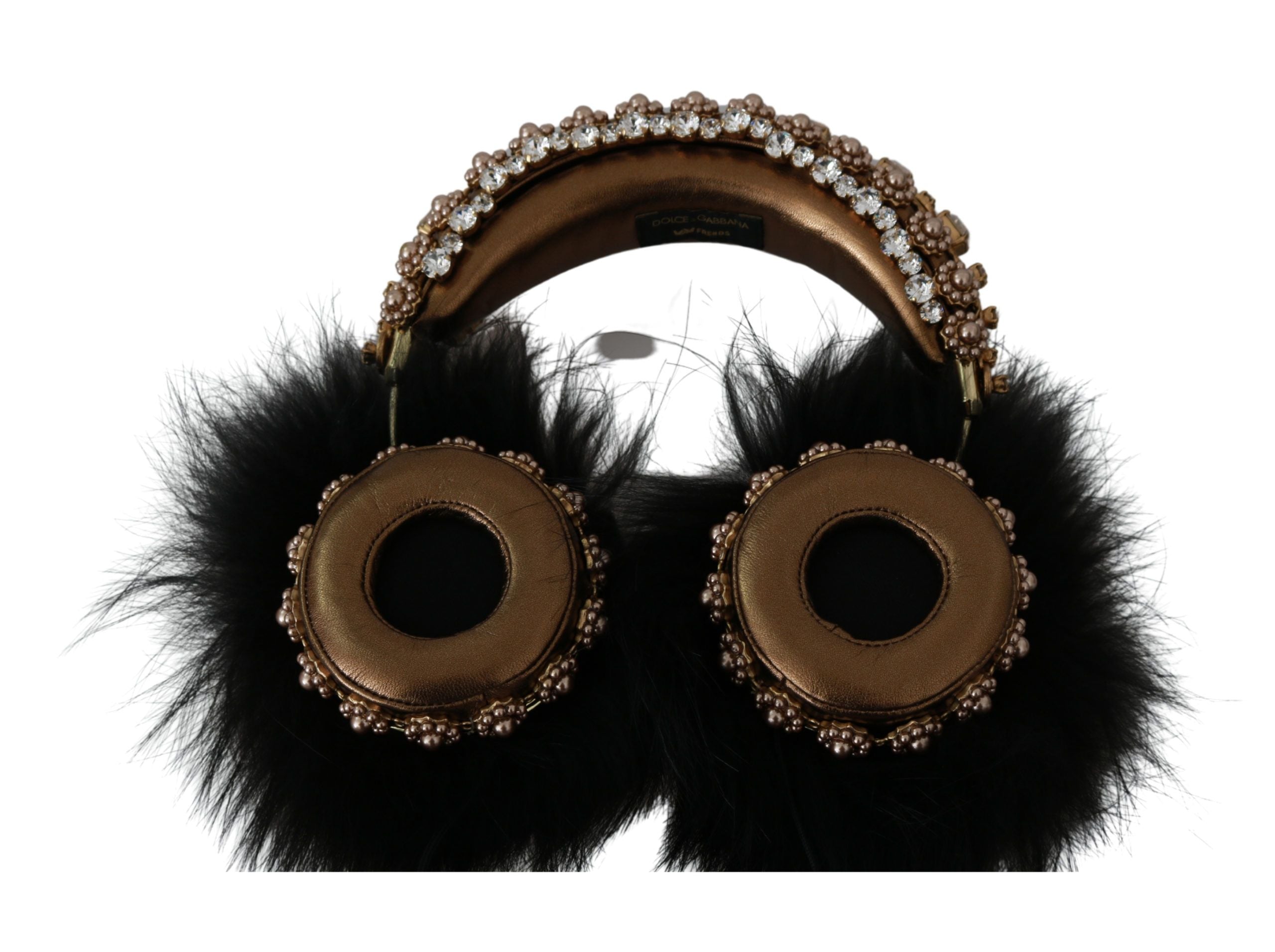 Dolce & Gabbana Gold Black Crystal Embellished Headphones - Luksuslaukut ja asusteet Dolce & Gabbana - Tutustu YVES JAVANNI® 