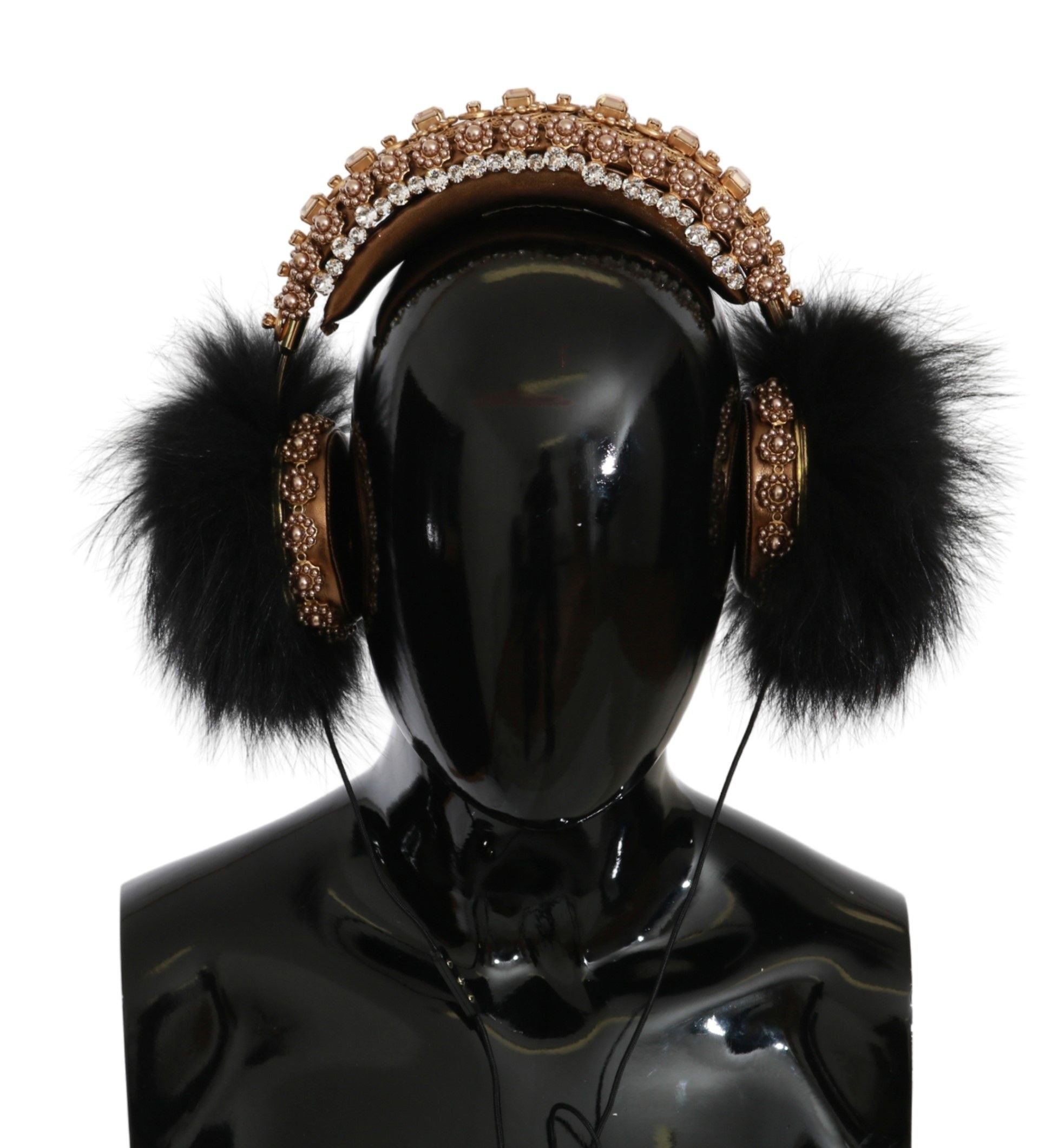 Dolce & Gabbana Gold Black Crystal Embellished Headphones - Luksuslaukut ja asusteet Dolce & Gabbana - Tutustu YVES JAVANNI® 