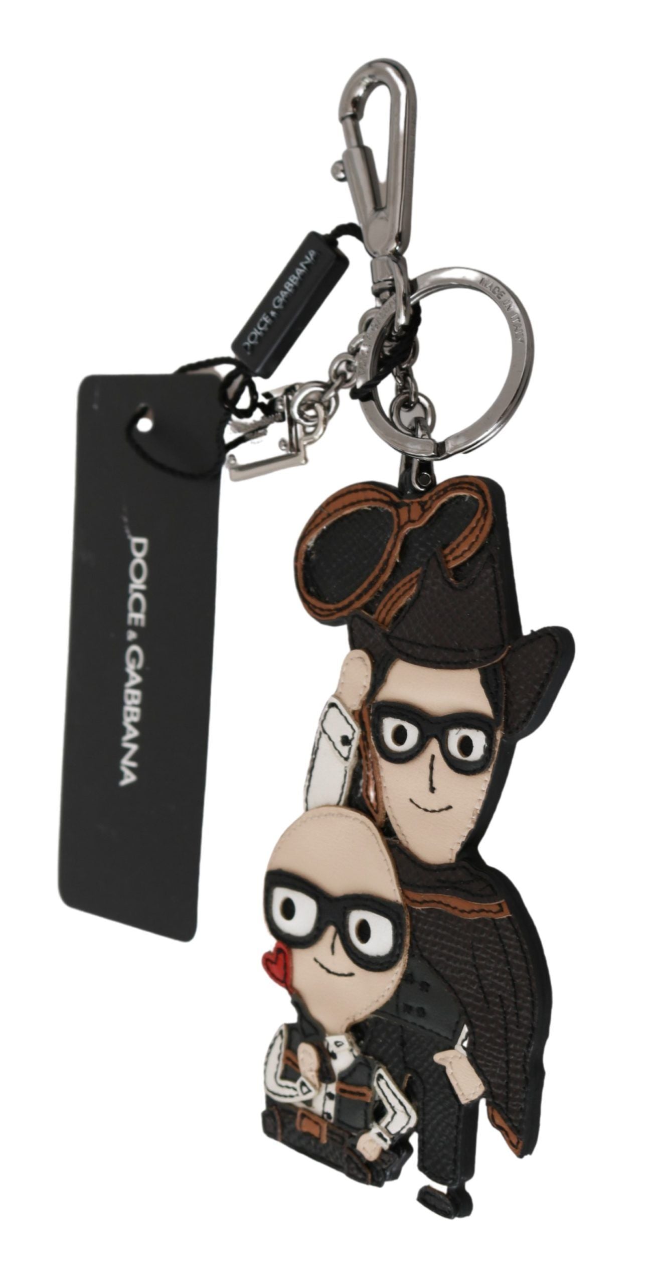 Dolce & Gabbana Chic Leather-Trim Keychain with Brass Accents - Luksusmuotia Dolce & Gabbana - Tutustu YVES JAVANNI® 