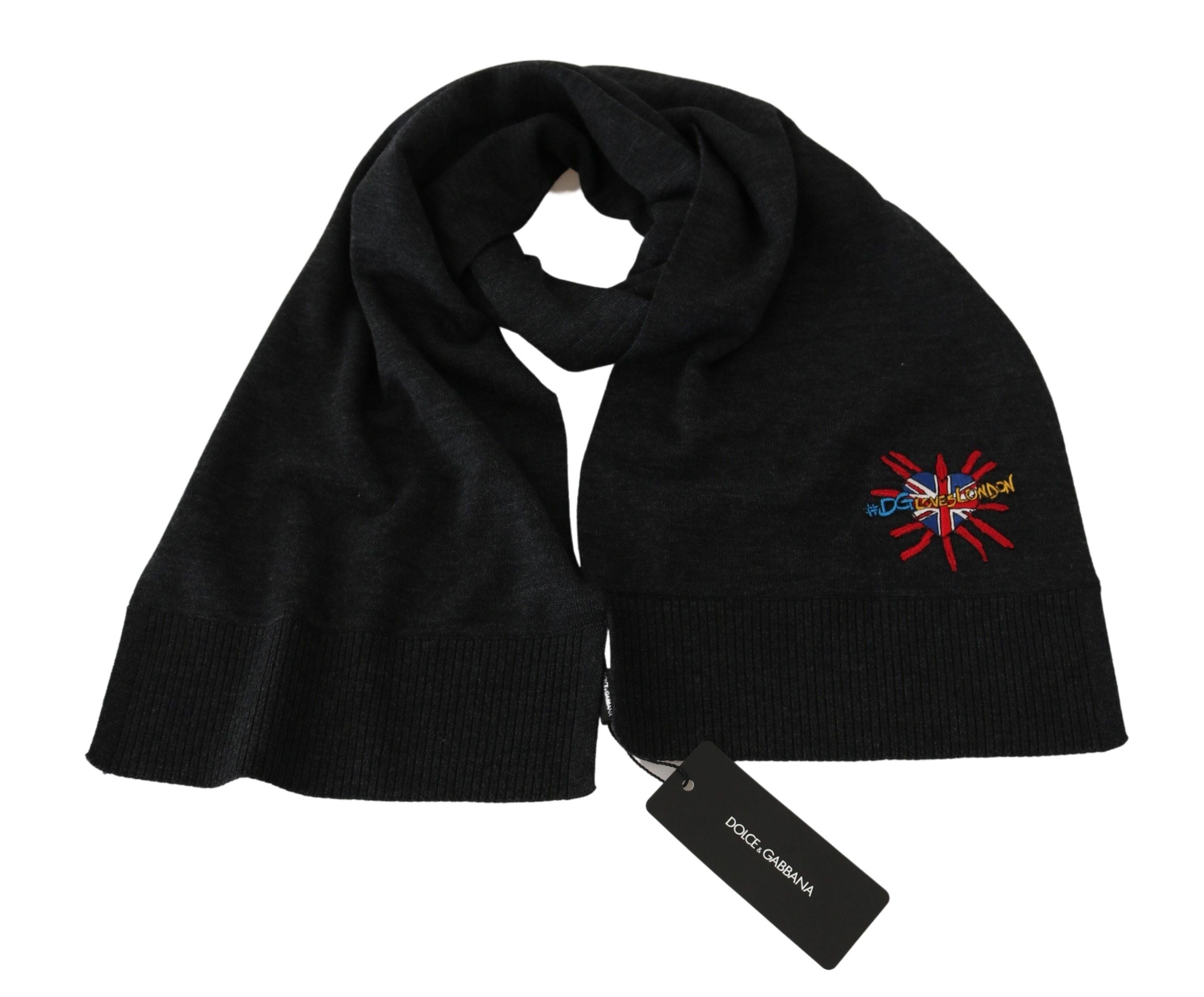 Dolce & Gabbana Elegant Virgin Wool Men's Scarf with Embroidery - Luxury from Dolce & Gabbana - Shop at YVES JAVANNI