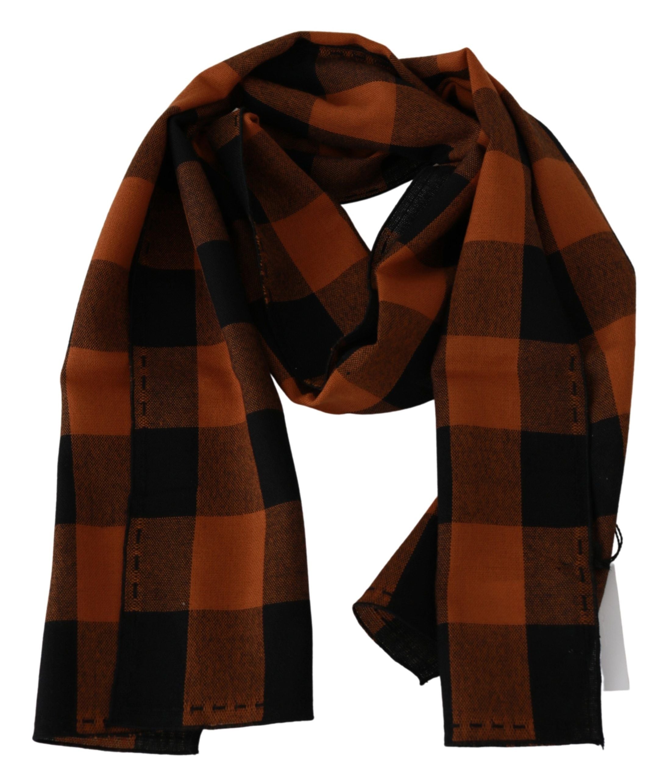 Costume National Chic Orange Check Wool Blend Scarf - Luksusmuotia Costume National - Tutustu YVES JAVANNI® 