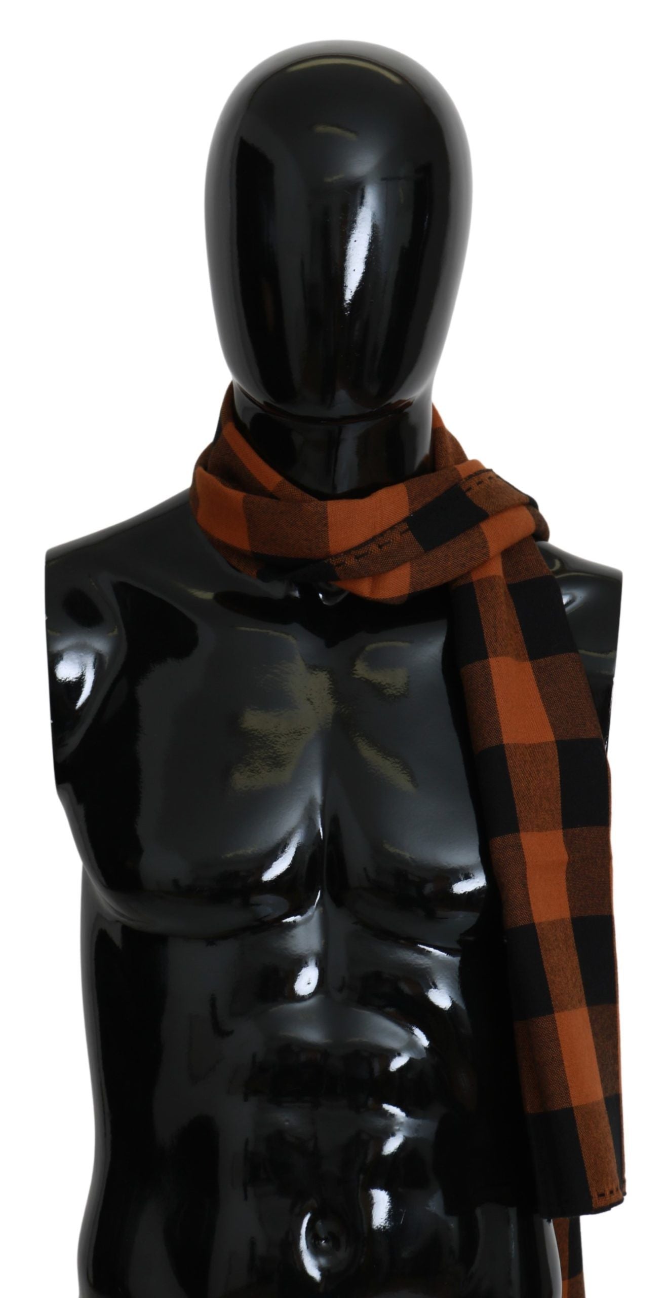 Costume National Chic Orange Check Wool Blend Scarf - Luksusmuotia Costume National - Tutustu YVES JAVANNI® 