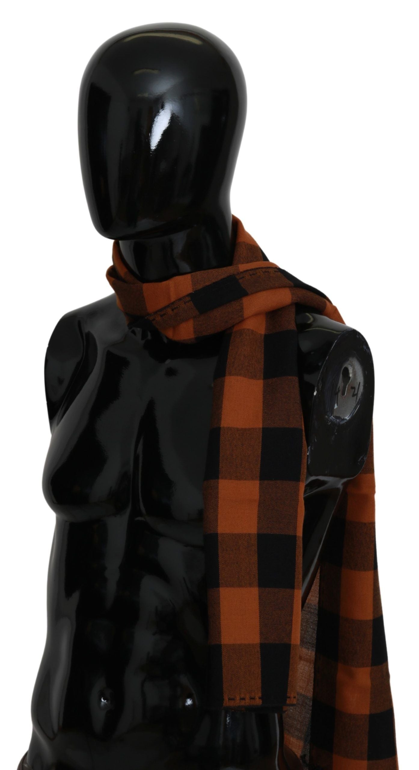 Costume National Chic Orange Check Wool Blend Scarf - Luksusmuotia Costume National - Tutustu YVES JAVANNI® 