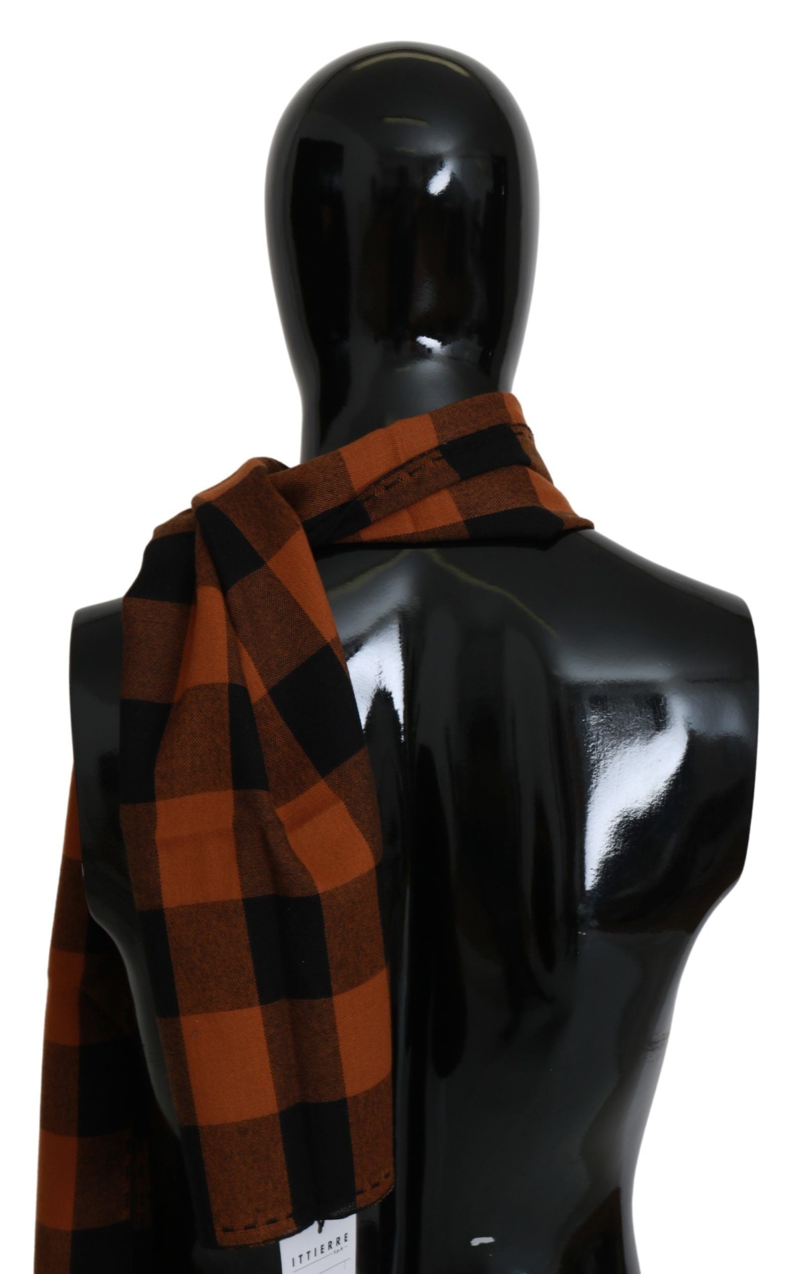 Costume National Chic Orange Check Wool Blend Scarf - Luksusmuotia Costume National - Tutustu YVES JAVANNI® 