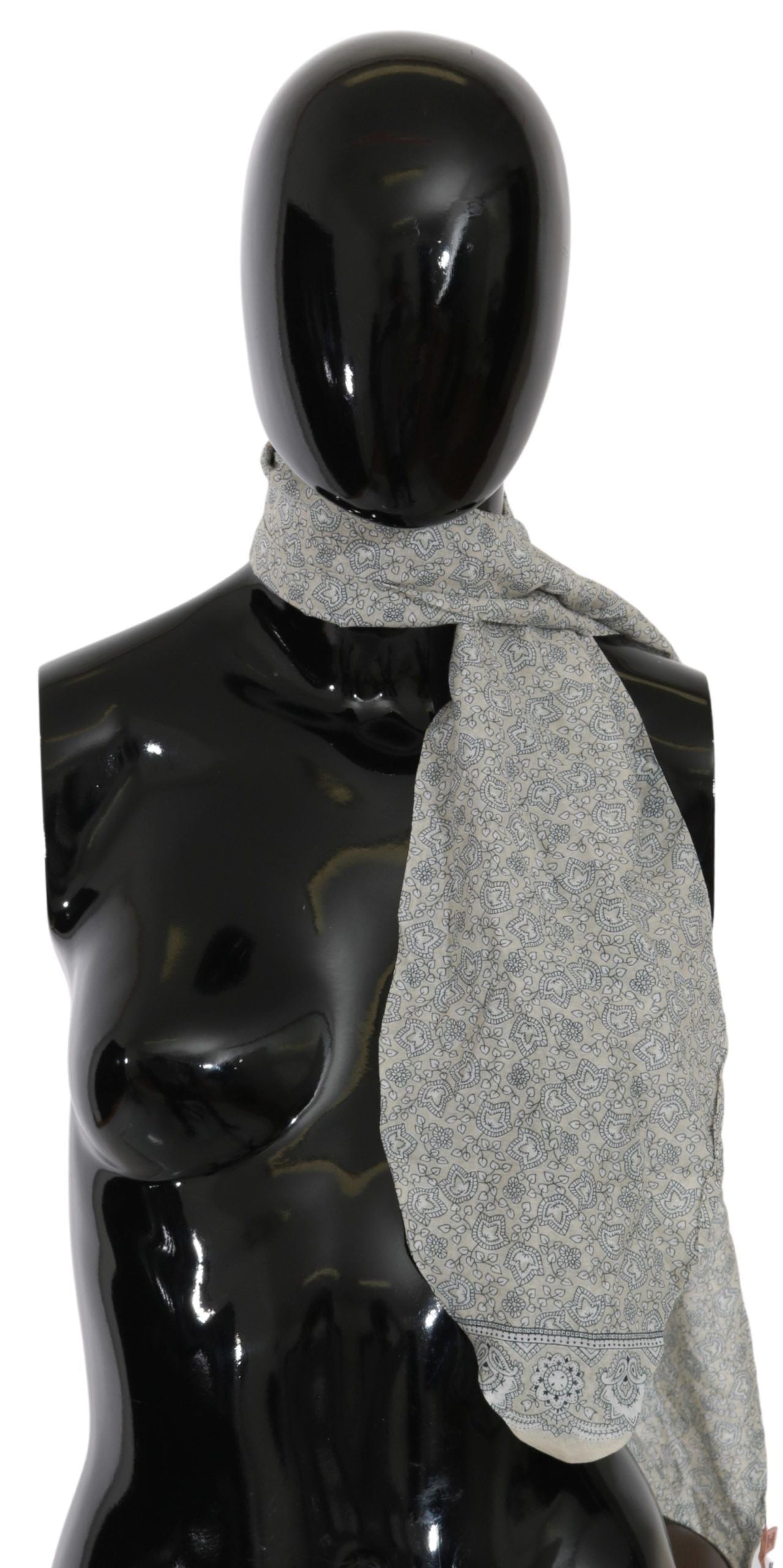 Ermanno Scervino Chic Cotton Scarf in Beige & Blue Fantasy Print - Luksusmuotia Ermanno Scervino - Tutustu YVES JAVANNI® 