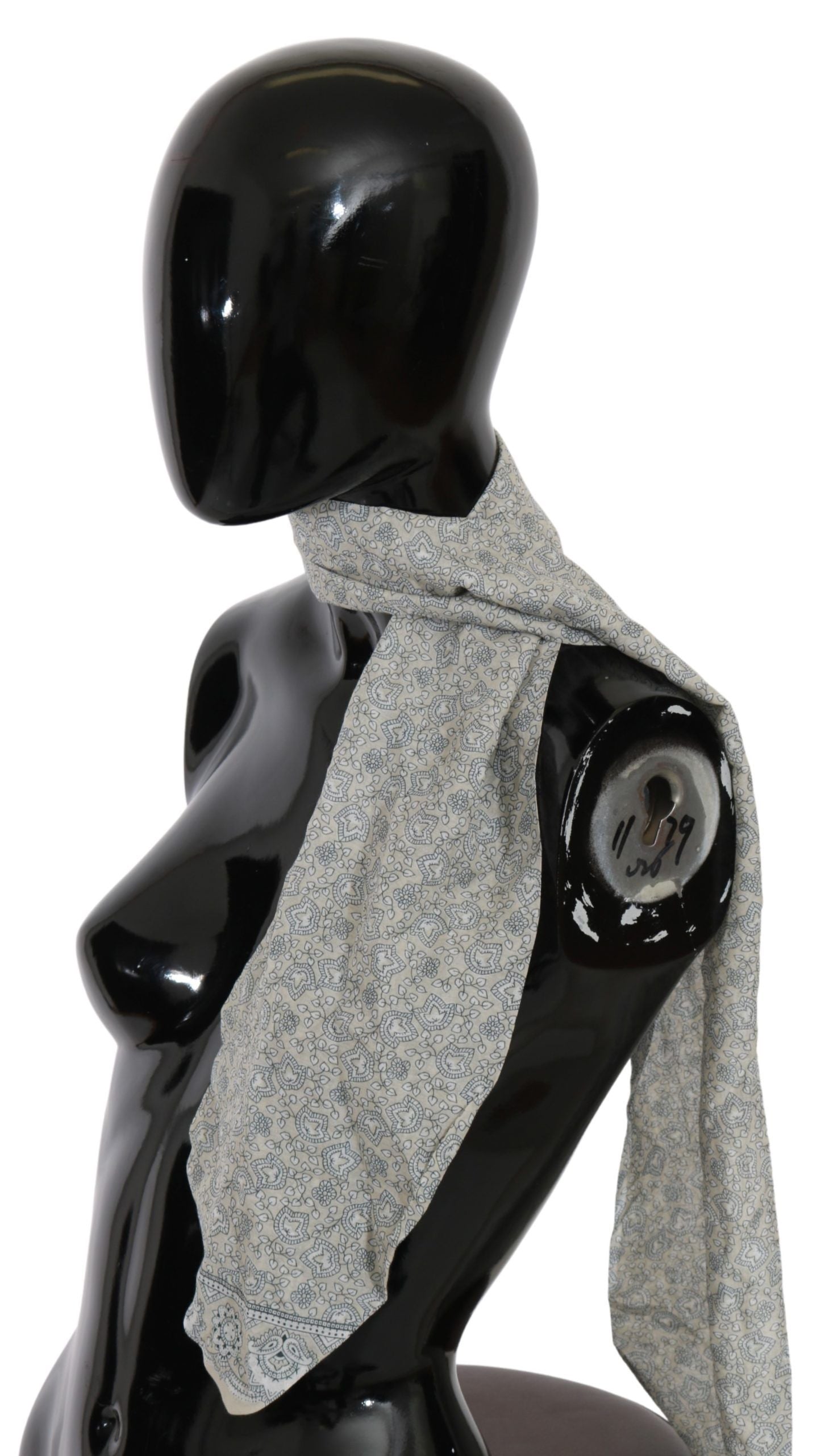 Ermanno Scervino Chic Cotton Scarf in Beige & Blue Fantasy Print - Luksusmuotia Ermanno Scervino - Tutustu YVES JAVANNI® 