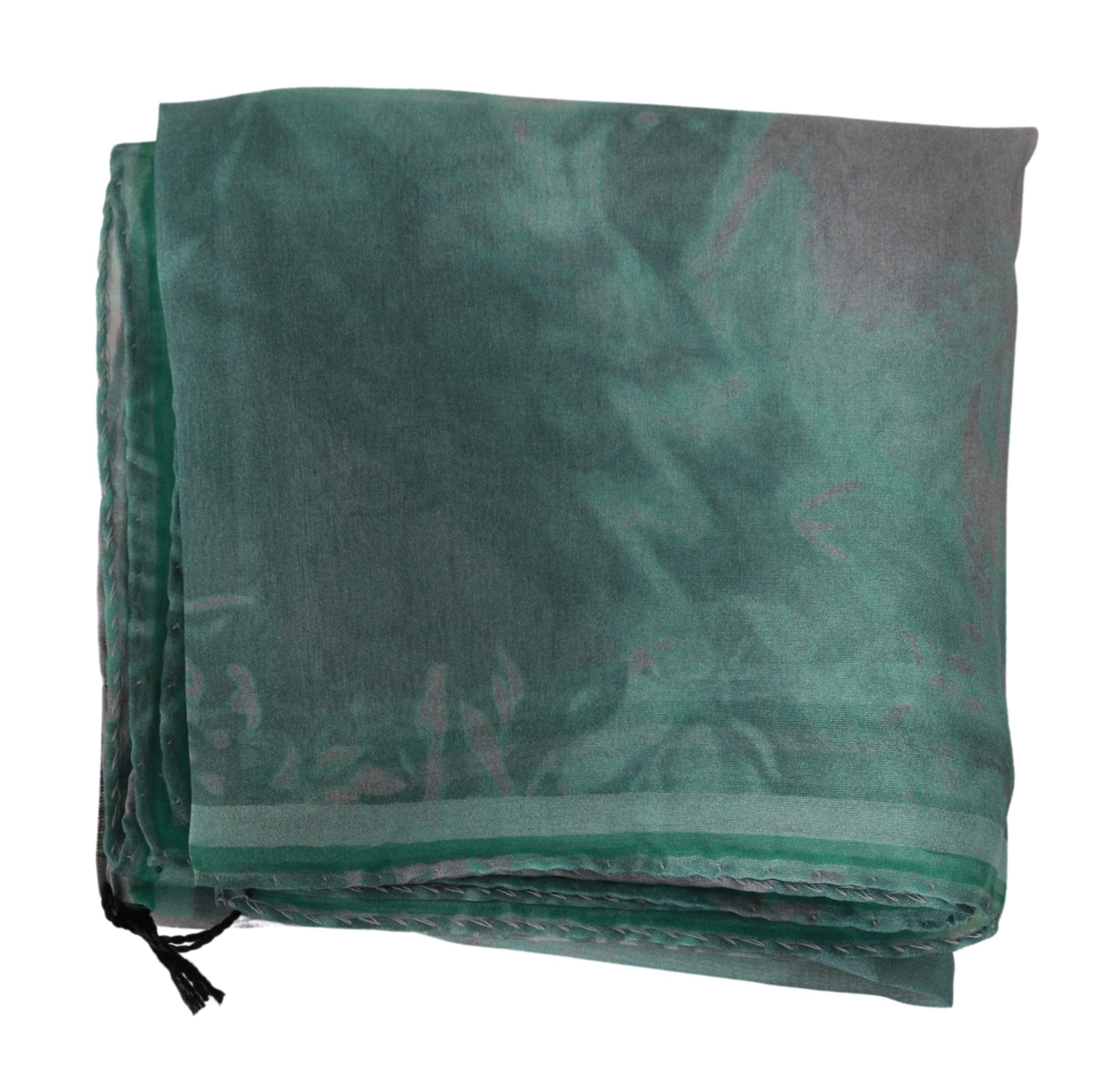 Costume National Elegant Silk Green Printed Scarf - Luksusmuotia Costume National - Tutustu YVES JAVANNI® 