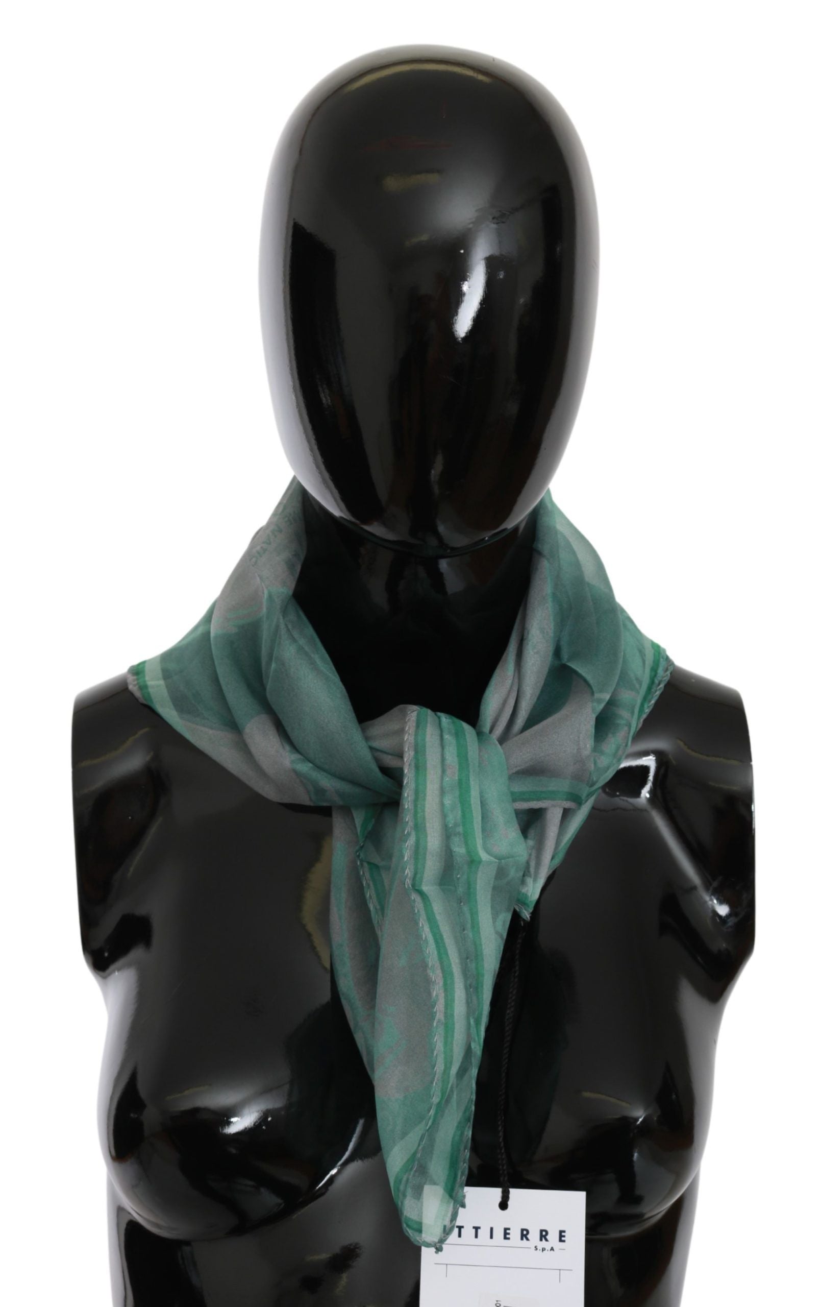 Costume National Elegant Silk Green Printed Scarf - Luksusmuotia Costume National - Tutustu YVES JAVANNI® 