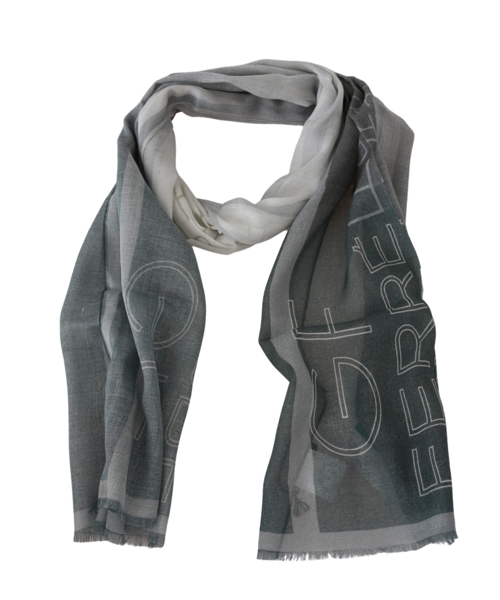 GF Ferre Elegant Blue Gray Patterned Scarf - Luksuslaukut ja asusteet GF Ferre - Tutustu YVES JAVANNI® 