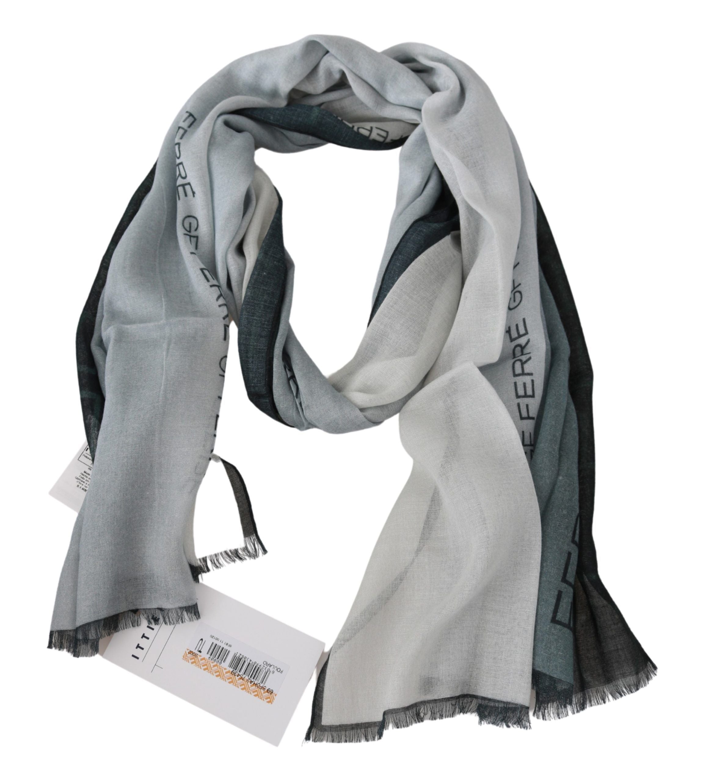 Costume National Elegant Blue Gray Wool Blend Scarf - Luksuslaukut ja asusteet Costume National - Tutustu YVES JAVANNI® 