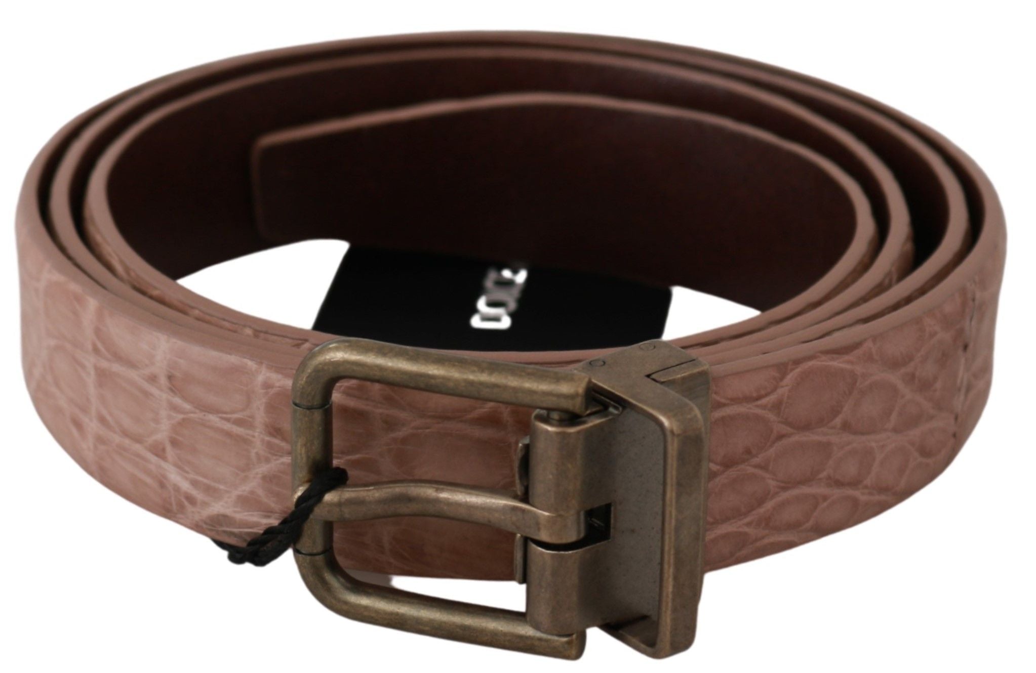 Dolce & Gabbana Elegant Exotic Skin Brushed Gold Buckle Belt - Luksuslaukut ja asusteet Dolce & Gabbana - Tutustu YVES JAVANNI® 