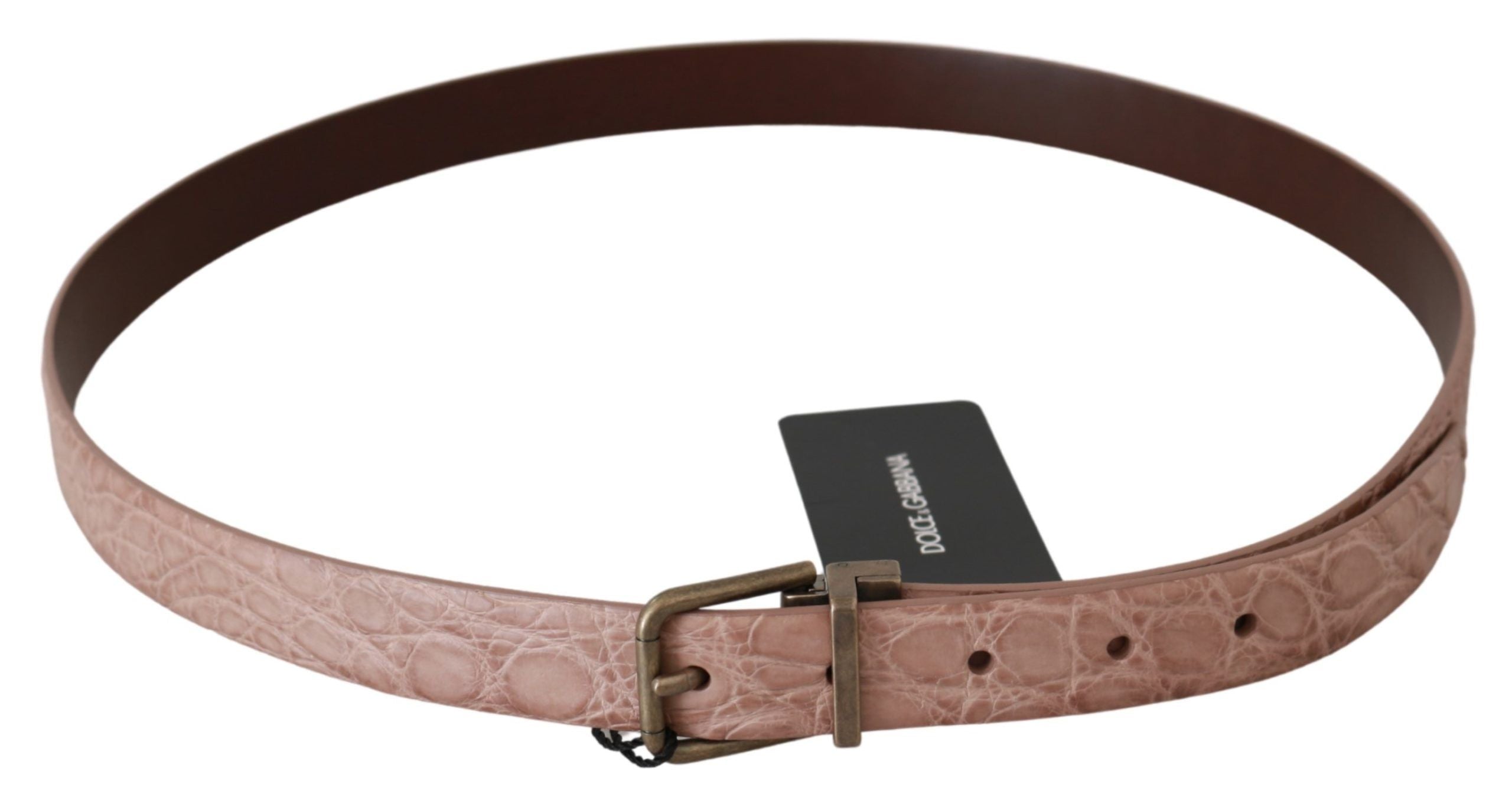 Dolce & Gabbana Elegant Exotic Skin Brushed Gold Buckle Belt - Luksuslaukut ja asusteet Dolce & Gabbana - Tutustu YVES JAVANNI® 