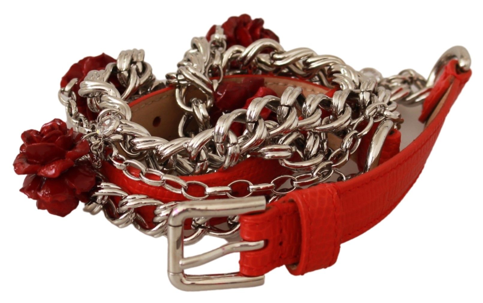 Dolce & Gabbana Elegant Floral Rose Waist Belt in Vibrant Red - Luksusmuotia Dolce & Gabbana - Tutustu YVES JAVANNI® 