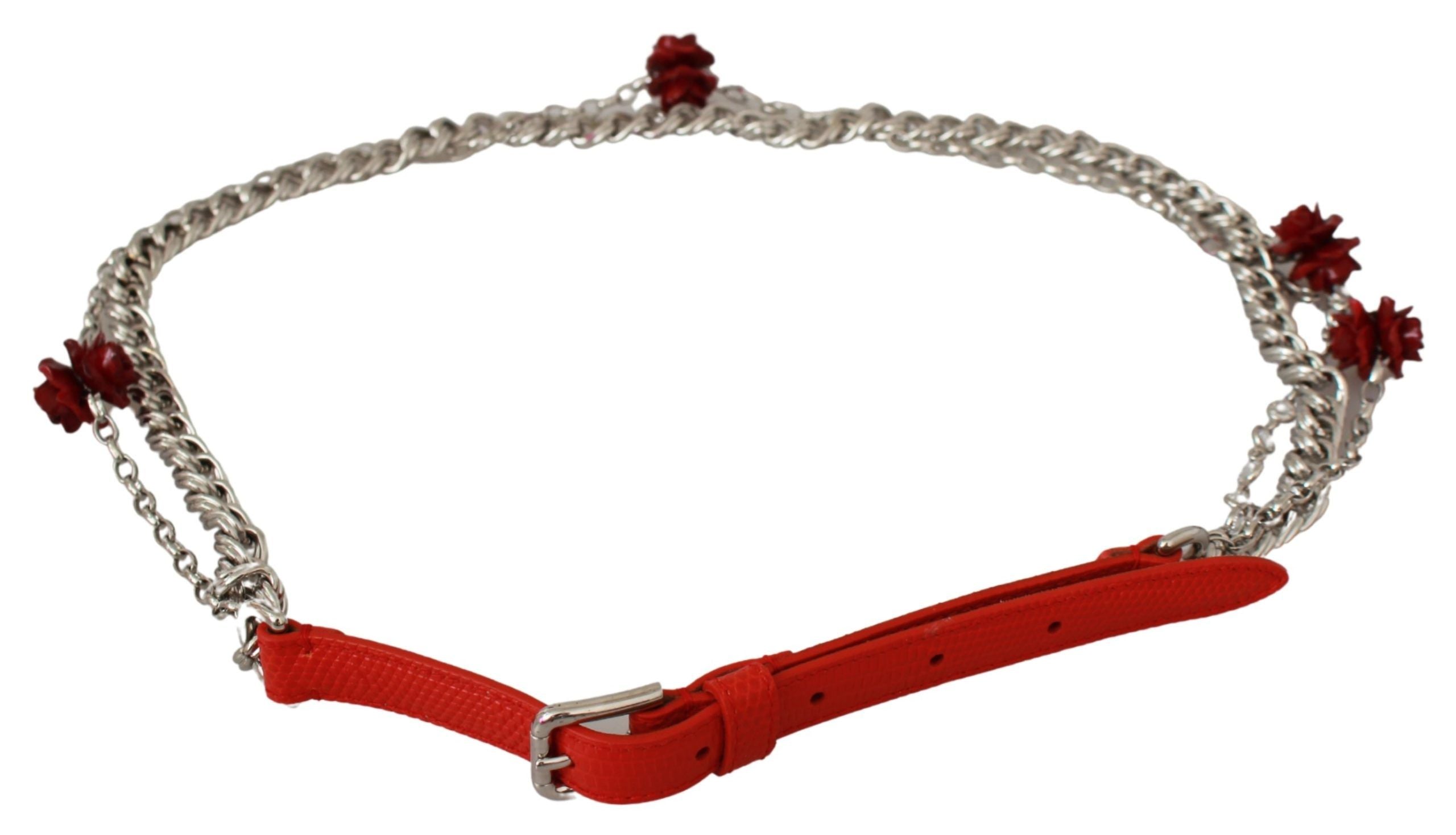 Dolce & Gabbana Elegant Floral Rose Waist Belt in Vibrant Red - Luksusmuotia Dolce & Gabbana - Tutustu YVES JAVANNI® 