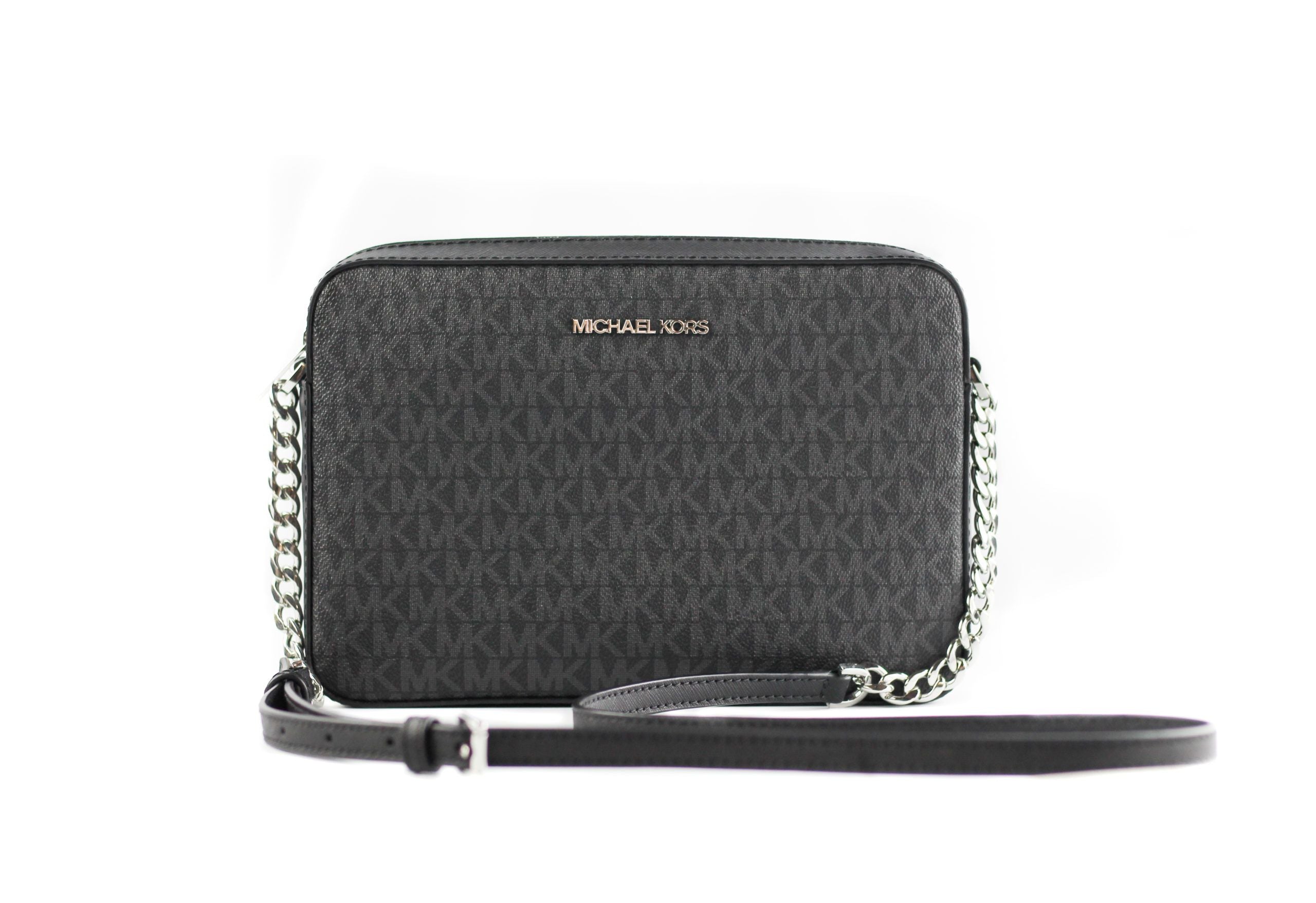 Michael Kors Jet Set Large East West Saffiano Leather Crossbody Bag Handbag [Black Signature] - Luxury from Michael Kors - Shop at YVES JAVANNI