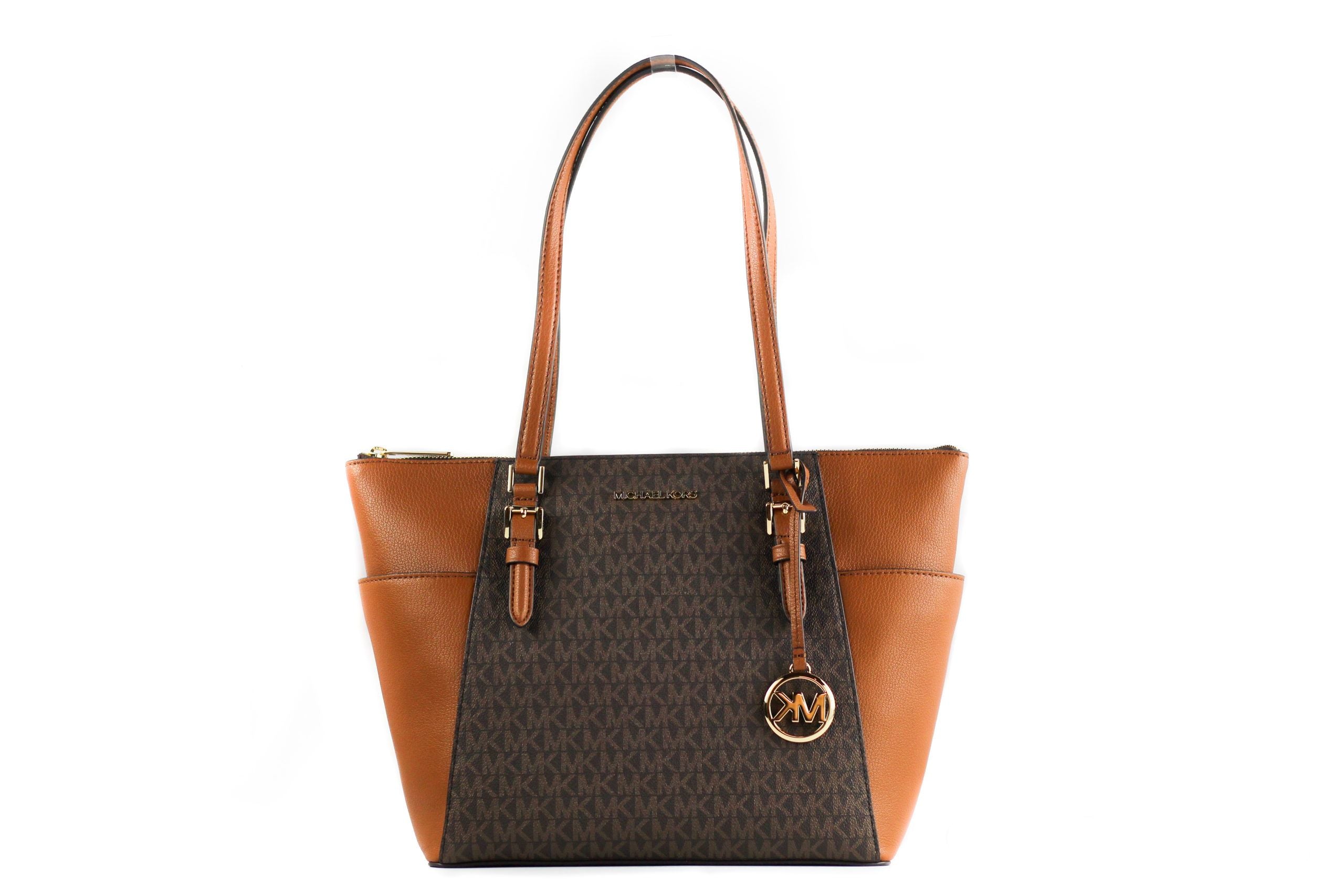 Michael Kors Charlotte Signature Leather Large Top Zip Tote Handbag Bag (Brown) - Luksuslaukut ja asusteet Michael Kors - Tutustu YVES JAVANNI® 