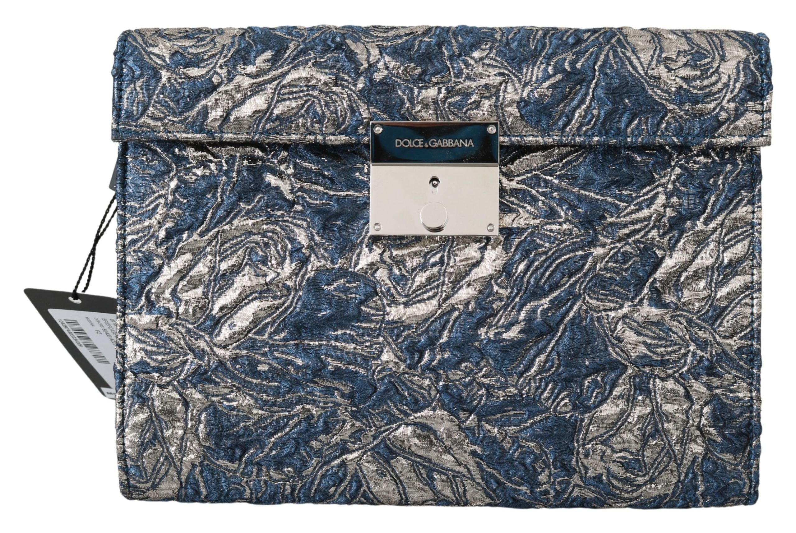 Dolce & Gabbana Elegant Blue Croc-Print Briefcase Clutch - Luksusmuotia Dolce & Gabbana - Tutustu YVES JAVANNI® 