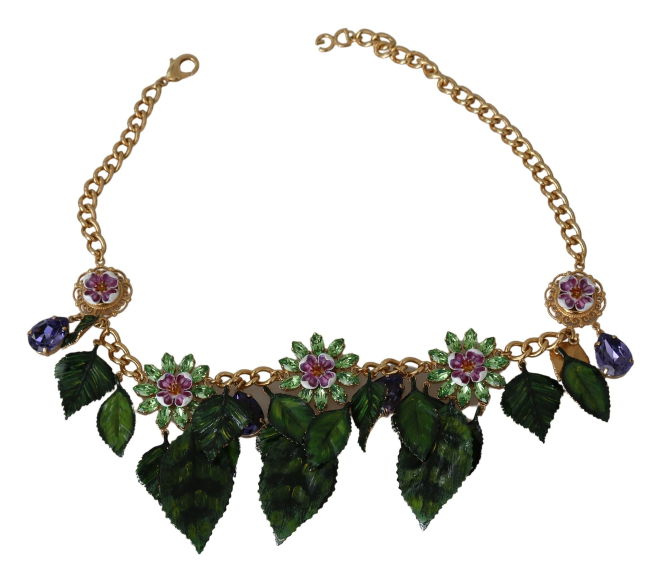 Dolce & Gabbana Elegant Crystal Charms Leaves Pendant Necklace - Luksusmuotia Dolce & Gabbana - Tutustu YVES JAVANNI® 