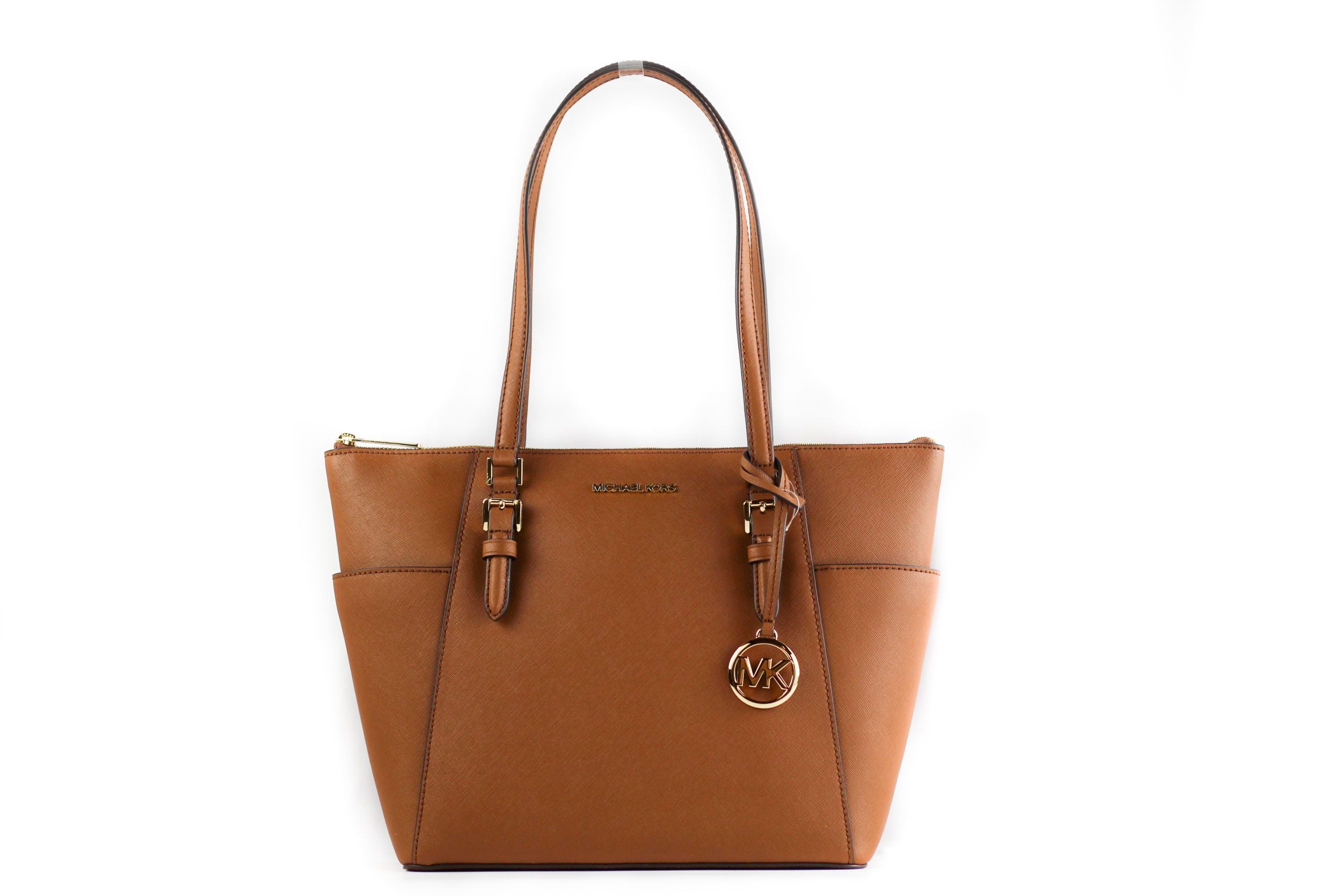 Michael Kors Charlotte Signature Leather Large Top Zip Tote Handbag Bag - Luksusmuotia Michael Kors - Tutustu YVES JAVANNI® 