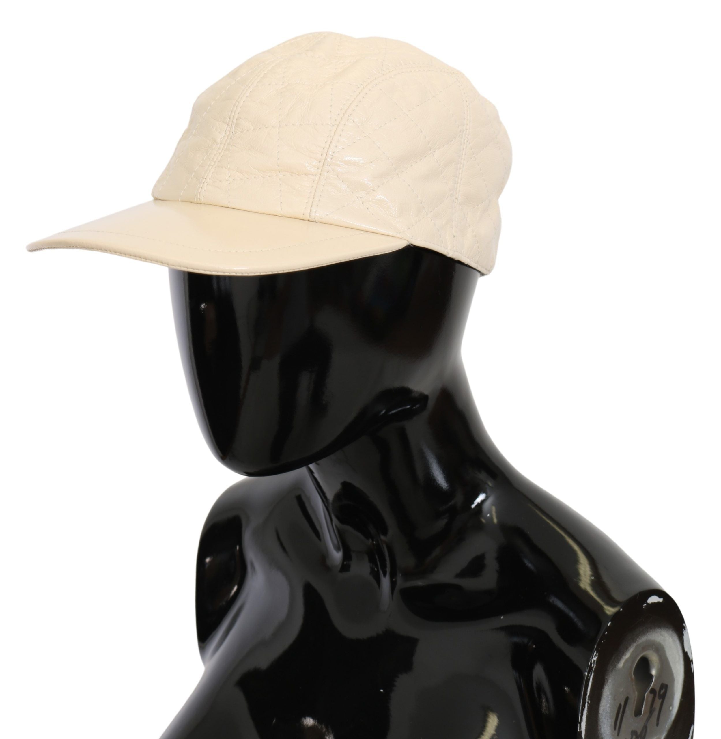 Dolce & Gabbana Elegant White Lambskin Leather Baseball Cap - Luksusmuotia Dolce & Gabbana - Tutustu YVES JAVANNI® 