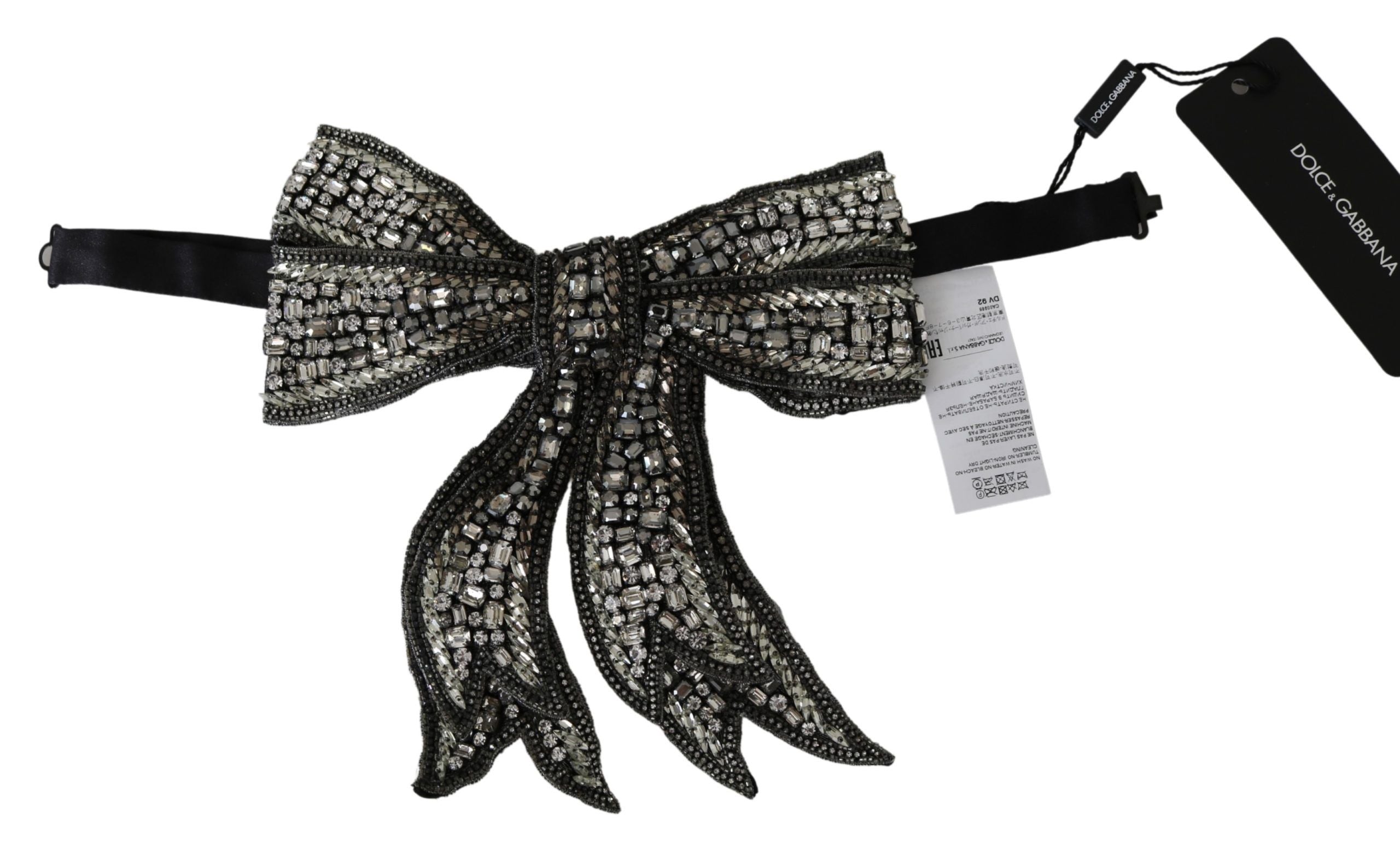 Dolce & Gabbana Elegant Silver Silk Bowtie - Luksusmuotia Dolce & Gabbana - Tutustu YVES JAVANNI® 