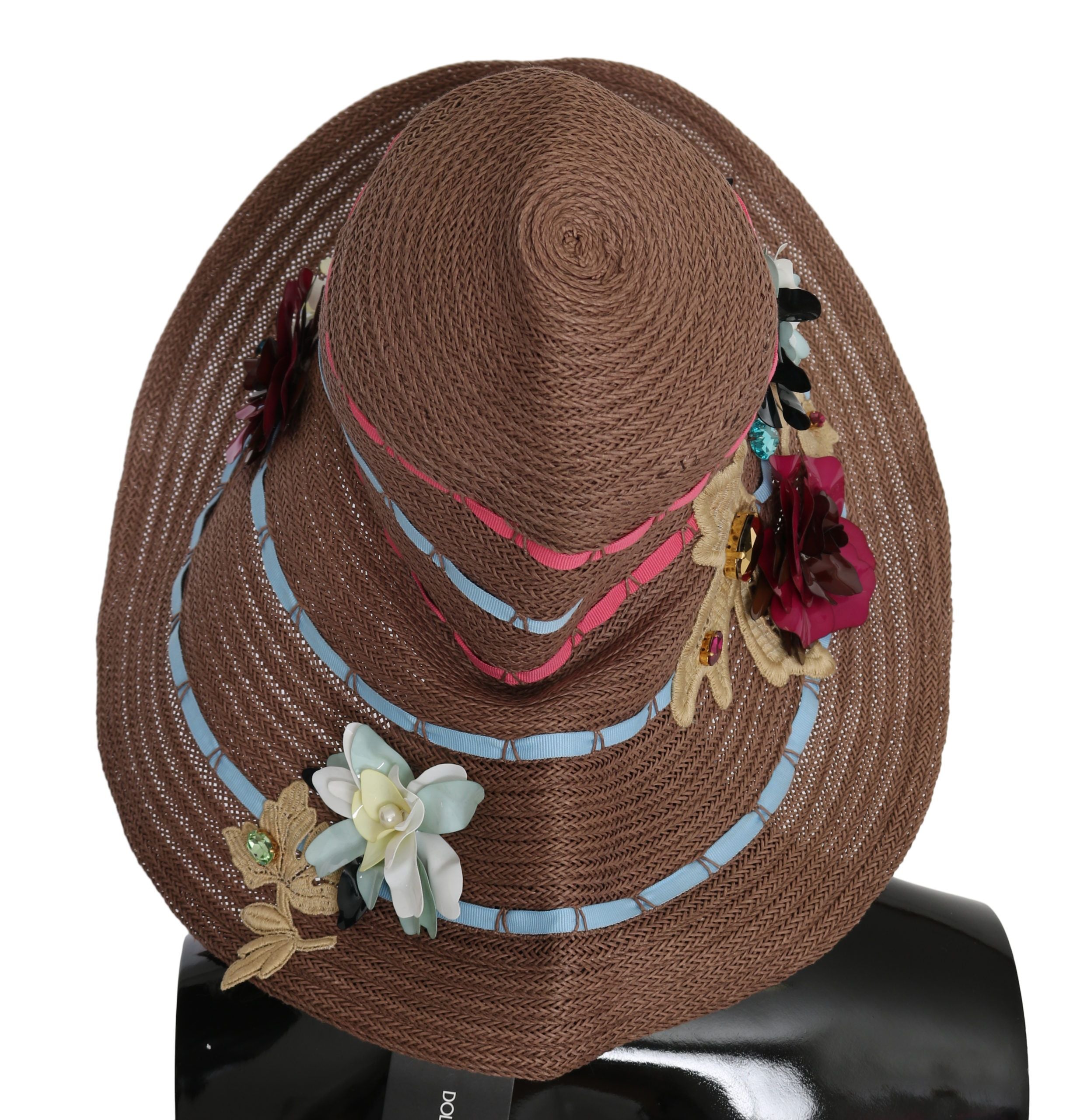 Dolce & Gabbana Elegant Floppy Straw Hat with Floral Accents - Luksusmuotia Dolce & Gabbana - Tutustu YVES JAVANNI® 