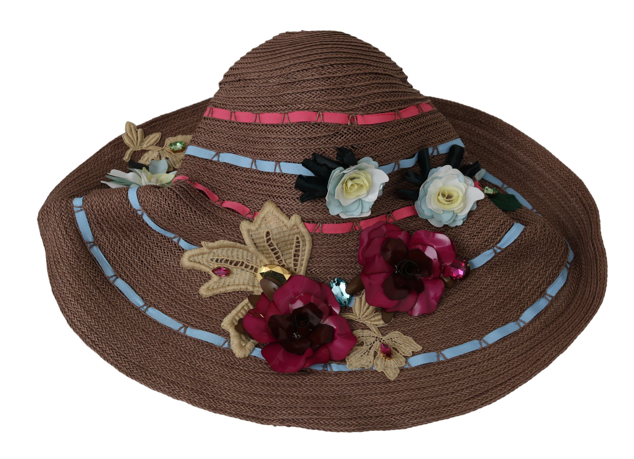 Dolce & Gabbana Elegant Floppy Straw Hat with Floral Accents - Luksusmuotia Dolce & Gabbana - Tutustu YVES JAVANNI® 