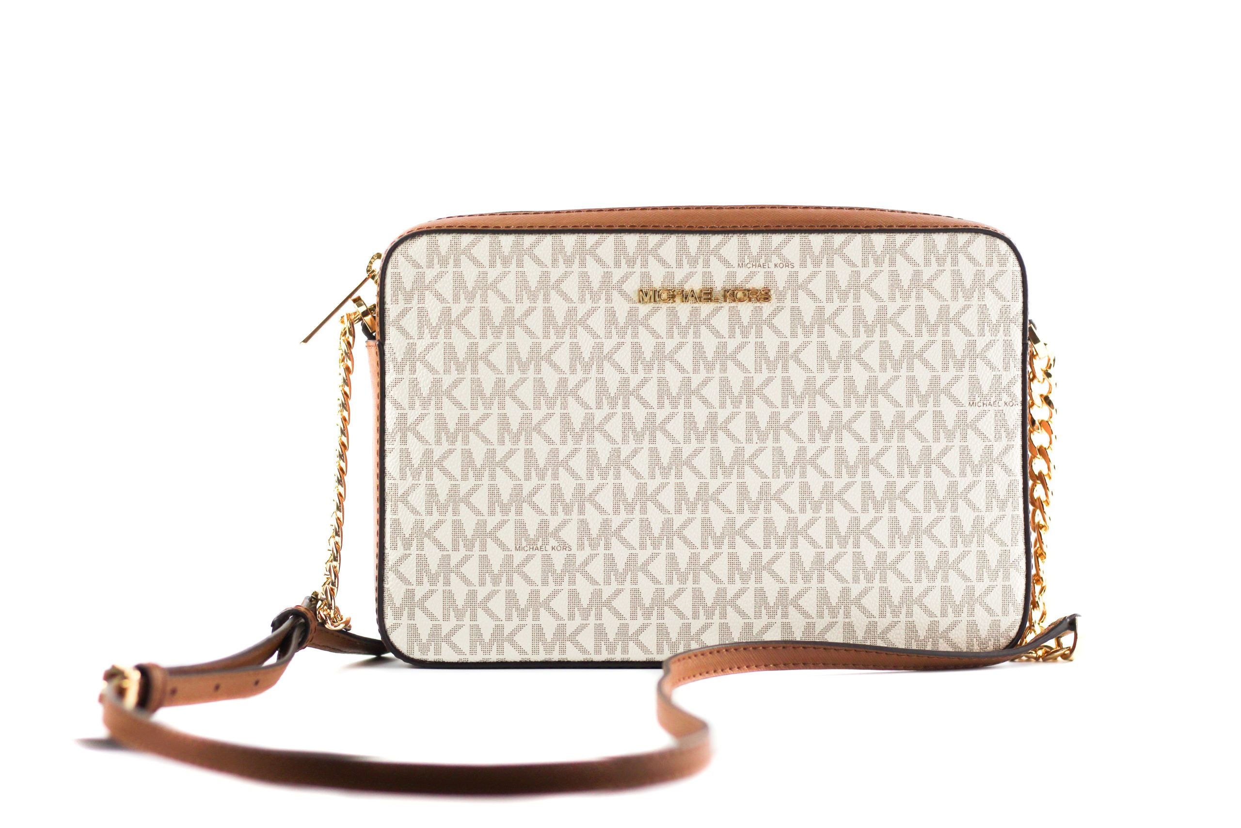 Michael Kors Jet Set Large East West Saffiano Leather Crossbody Bag Handbag (Vanilla Signature) - Luxury from Michael Kors - Shop at YVES JAVANNI