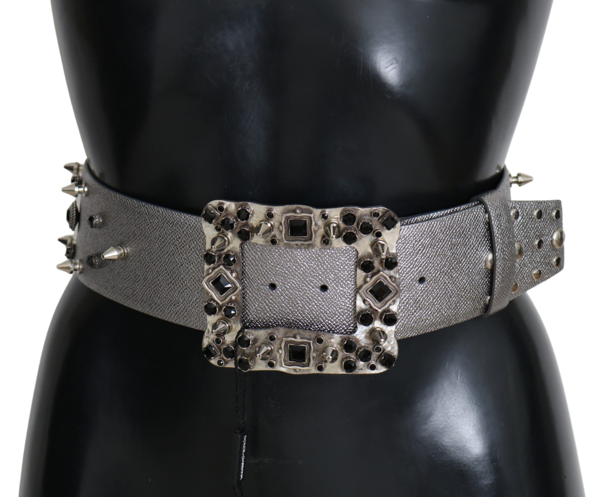 Dolce & Gabbana Stunning Silver Leather Crystal-Studded Belt - Luksuslaukut ja asusteet Dolce & Gabbana - Tutustu YVES JAVANNI® 