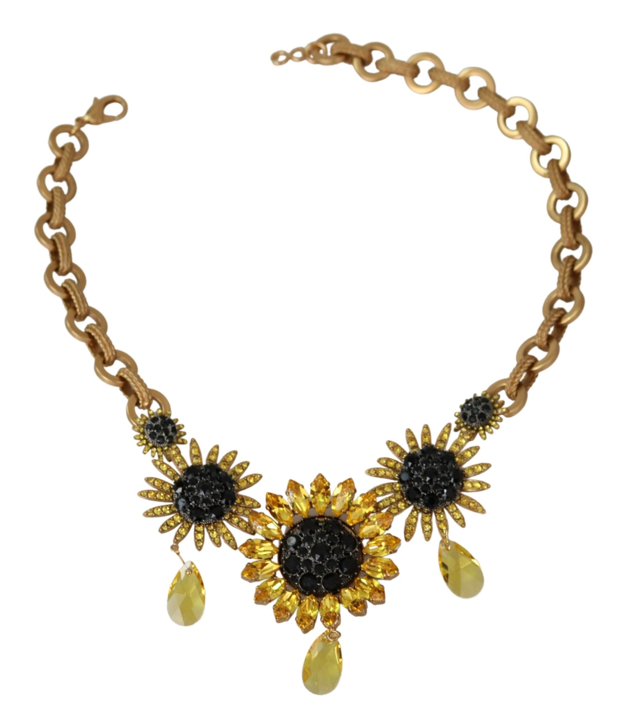 Dolce & Gabbana Elegant Gold Floral Crystal Statement Necklace - Luksuslaukut ja asusteet Dolce & Gabbana - Tutustu YVES JAVANNI® 