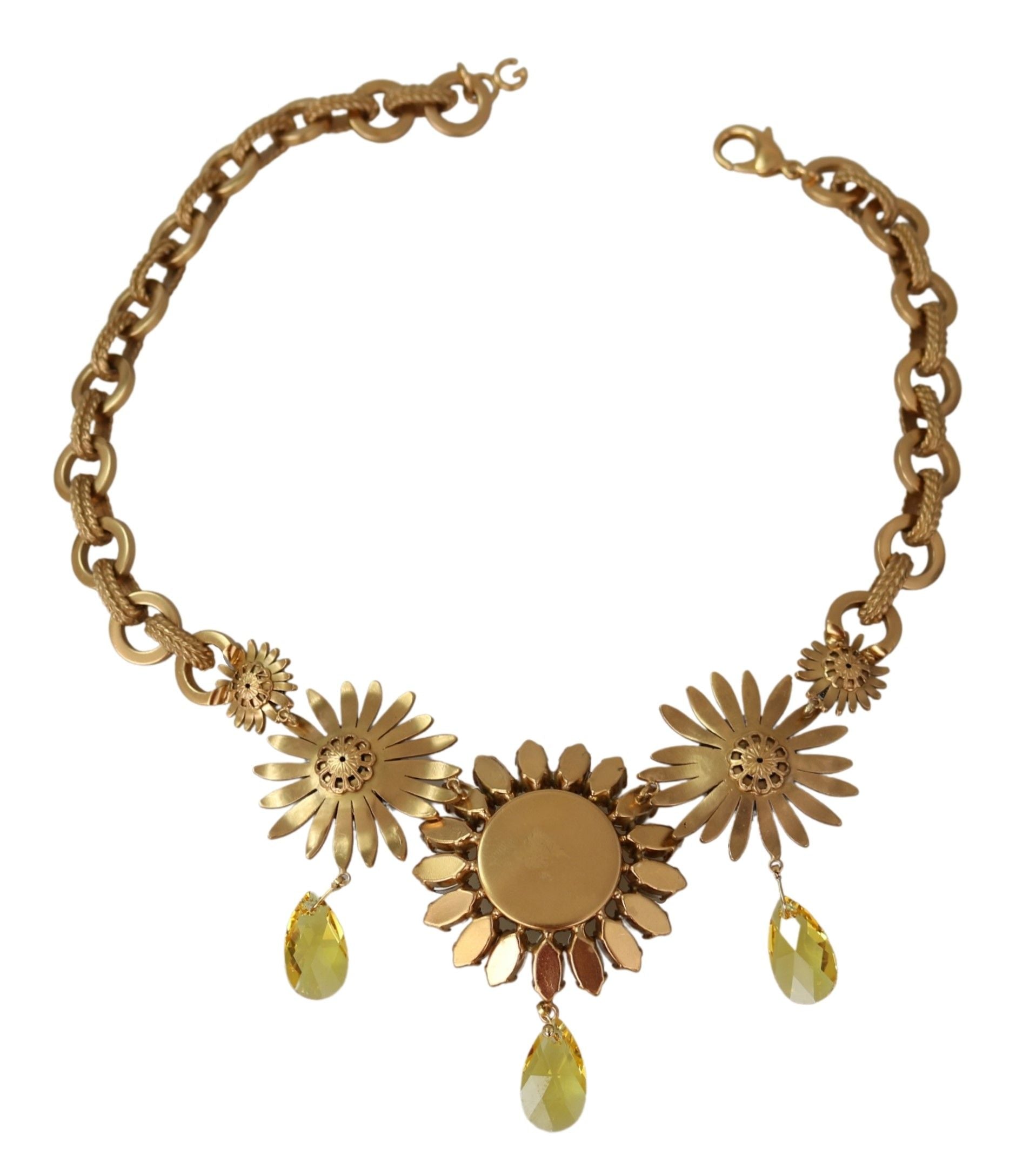 Dolce & Gabbana Elegant Gold Floral Crystal Statement Necklace - Luksusmuotia Dolce & Gabbana - Tutustu YVES JAVANNI® 