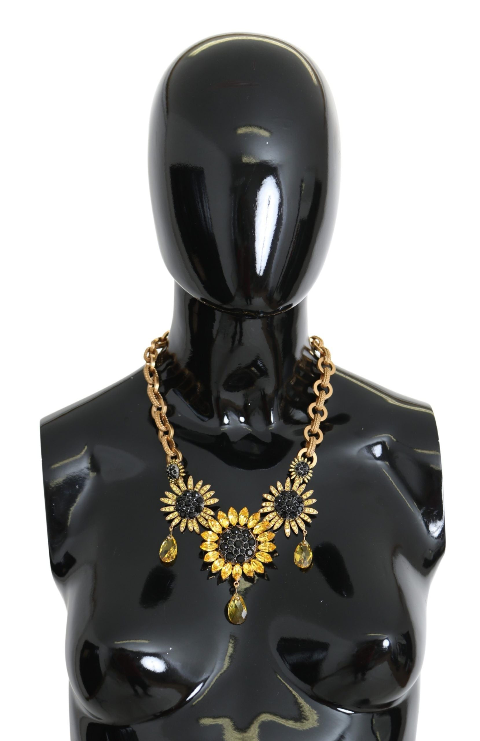 Dolce & Gabbana Elegant Gold Floral Crystal Statement Necklace - Luksusmuotia Dolce & Gabbana - Tutustu YVES JAVANNI® 