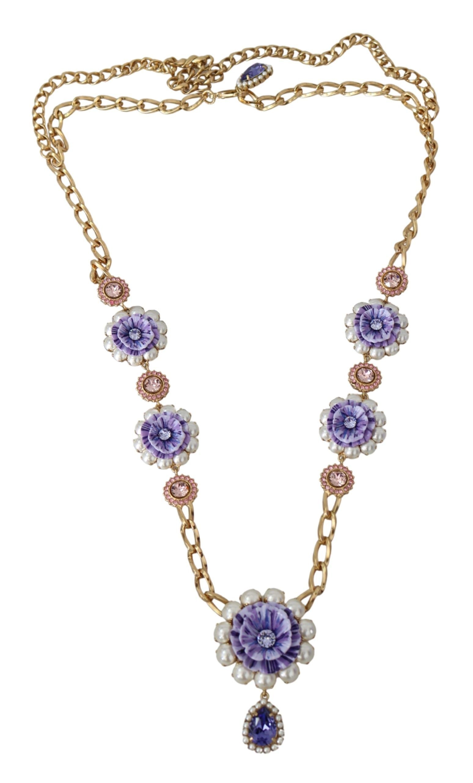 Dolce & Gabbana Elegant Gold-Tone Charm Necklace with Floral Motif - Luksusmuotia Dolce & Gabbana - Tutustu YVES JAVANNI® 