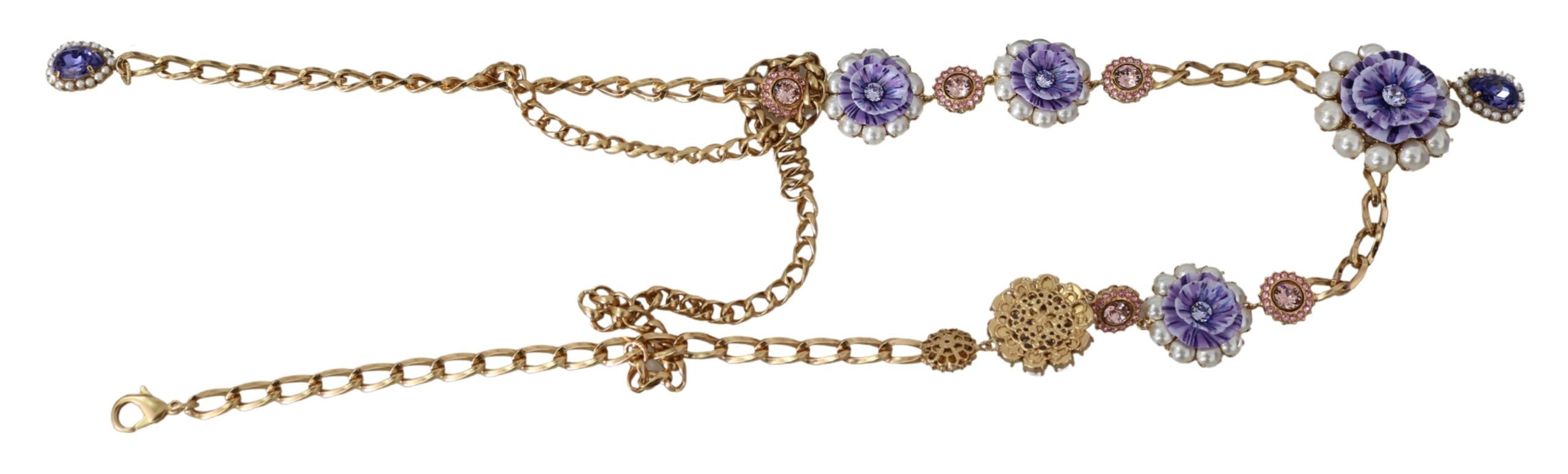 Dolce & Gabbana Elegant Gold-Tone Charm Necklace with Floral Motif - Luksusmuotia Dolce & Gabbana - Tutustu YVES JAVANNI® 