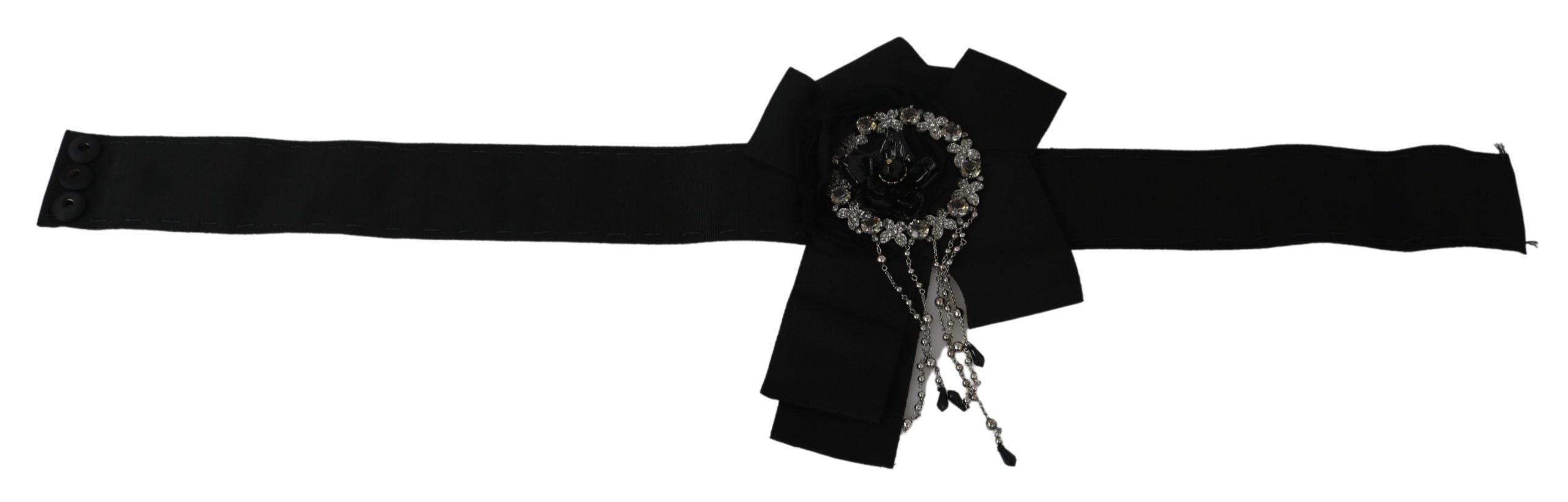 Dolce & Gabbana Elegant Black Crystal Waist Belt - Luksusmuotia Dolce & Gabbana - Tutustu YVES JAVANNI® 