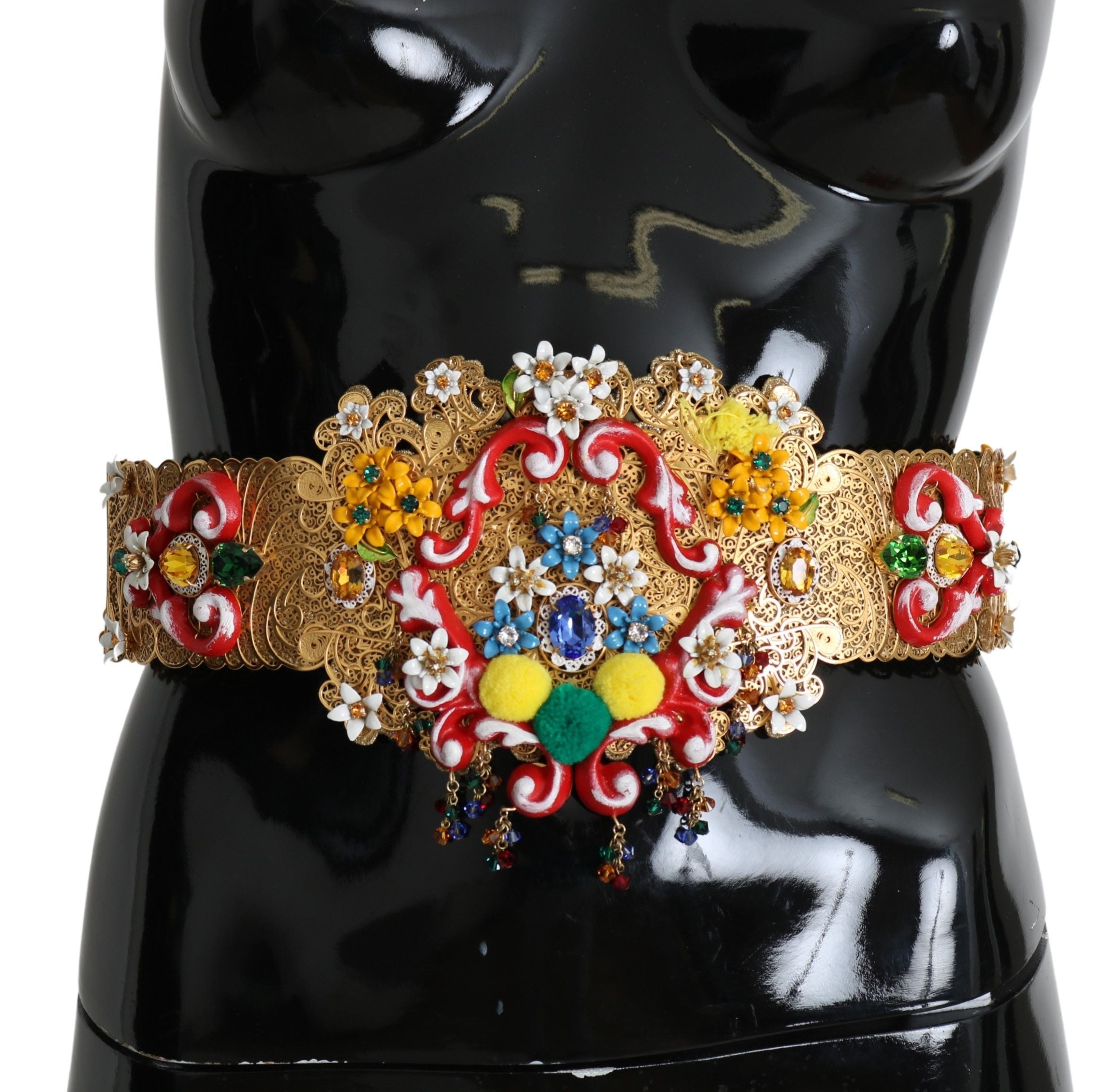 Dolce & Gabbana Golden Floral Crystal Embellished Waist Belt - Luksuslaukut ja asusteet Dolce & Gabbana - Tutustu YVES JAVANNI® 