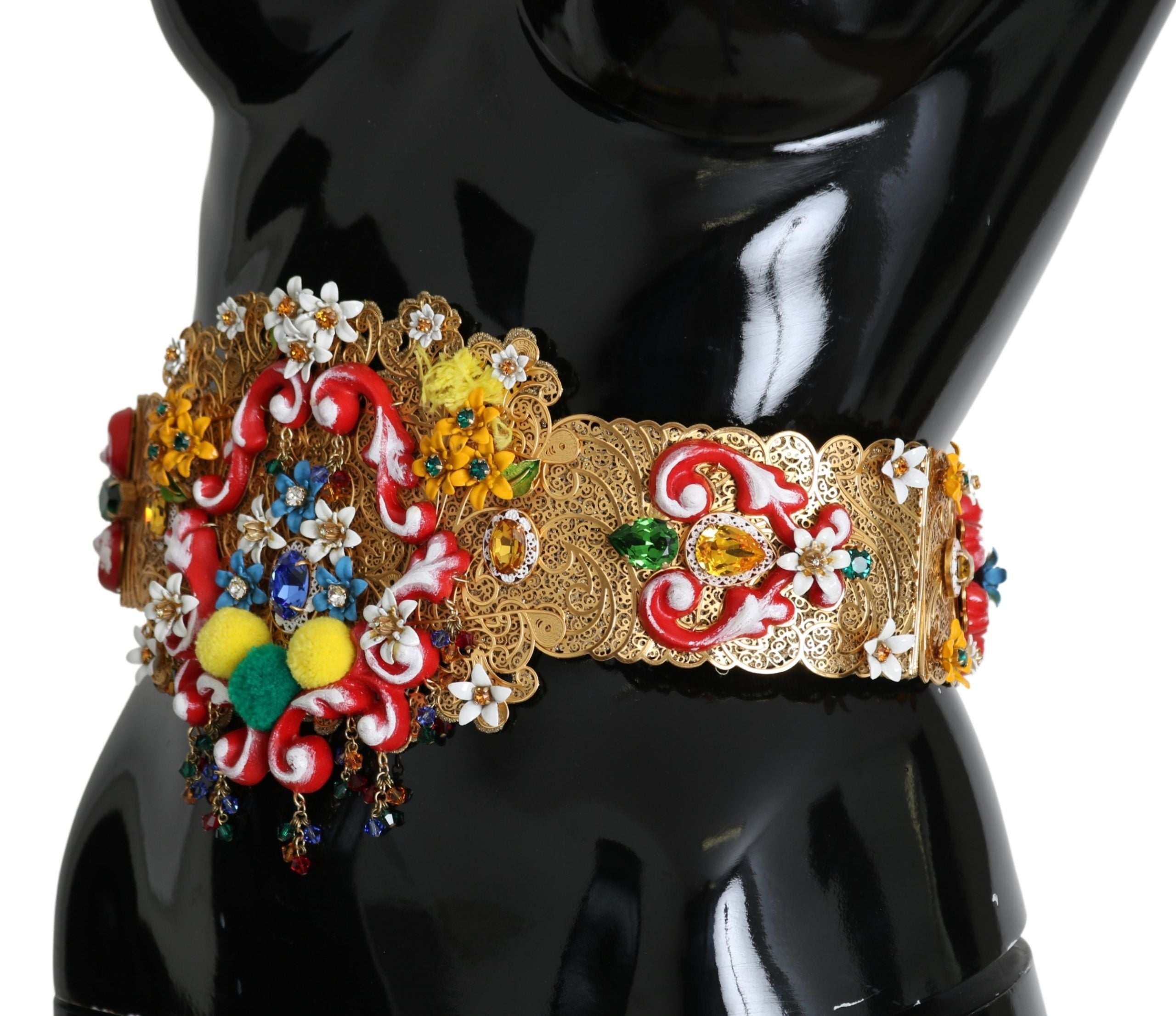 Dolce & Gabbana Golden Floral Crystal Embellished Waist Belt - Luksuslaukut ja asusteet Dolce & Gabbana - Tutustu YVES JAVANNI® 