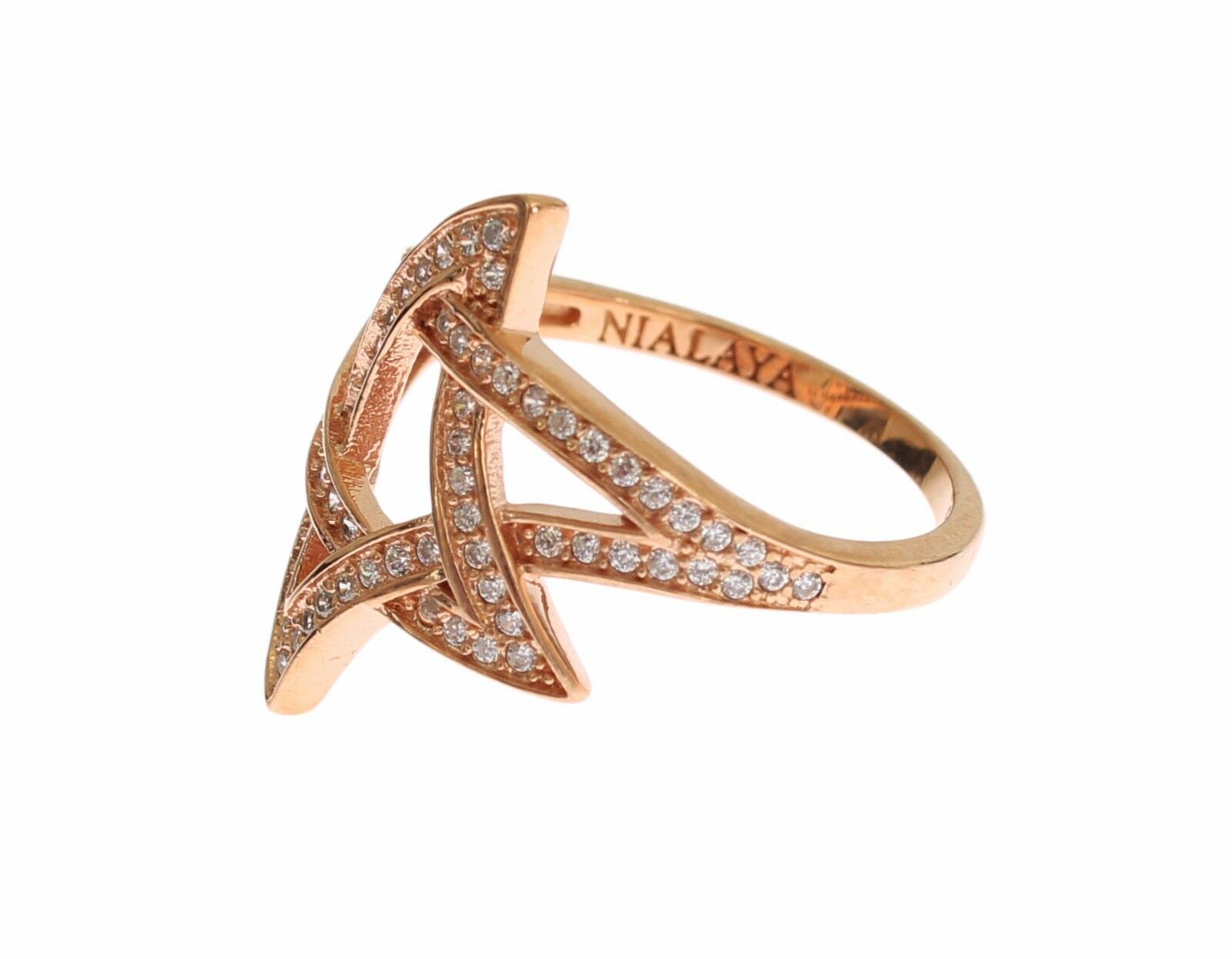 Nialaya Pink Gold Plated Silver CZ Crystal Ring - Luksuslaukut ja asusteet Nialaya - Tutustu YVES JAVANNI® 