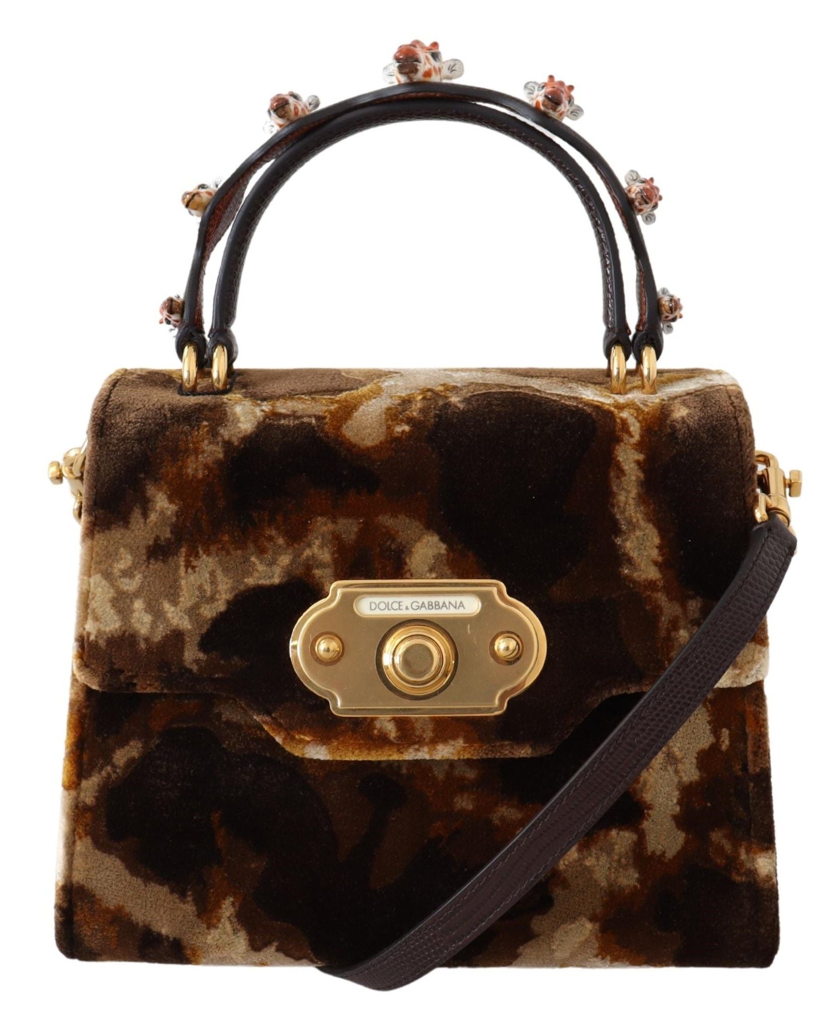 Dolce & Gabbana Elegant Giraffe Pattern Welcome Bag with Gold Accents - Luksusmuotia Dolce & Gabbana - Tutustu YVES JAVANNI® 