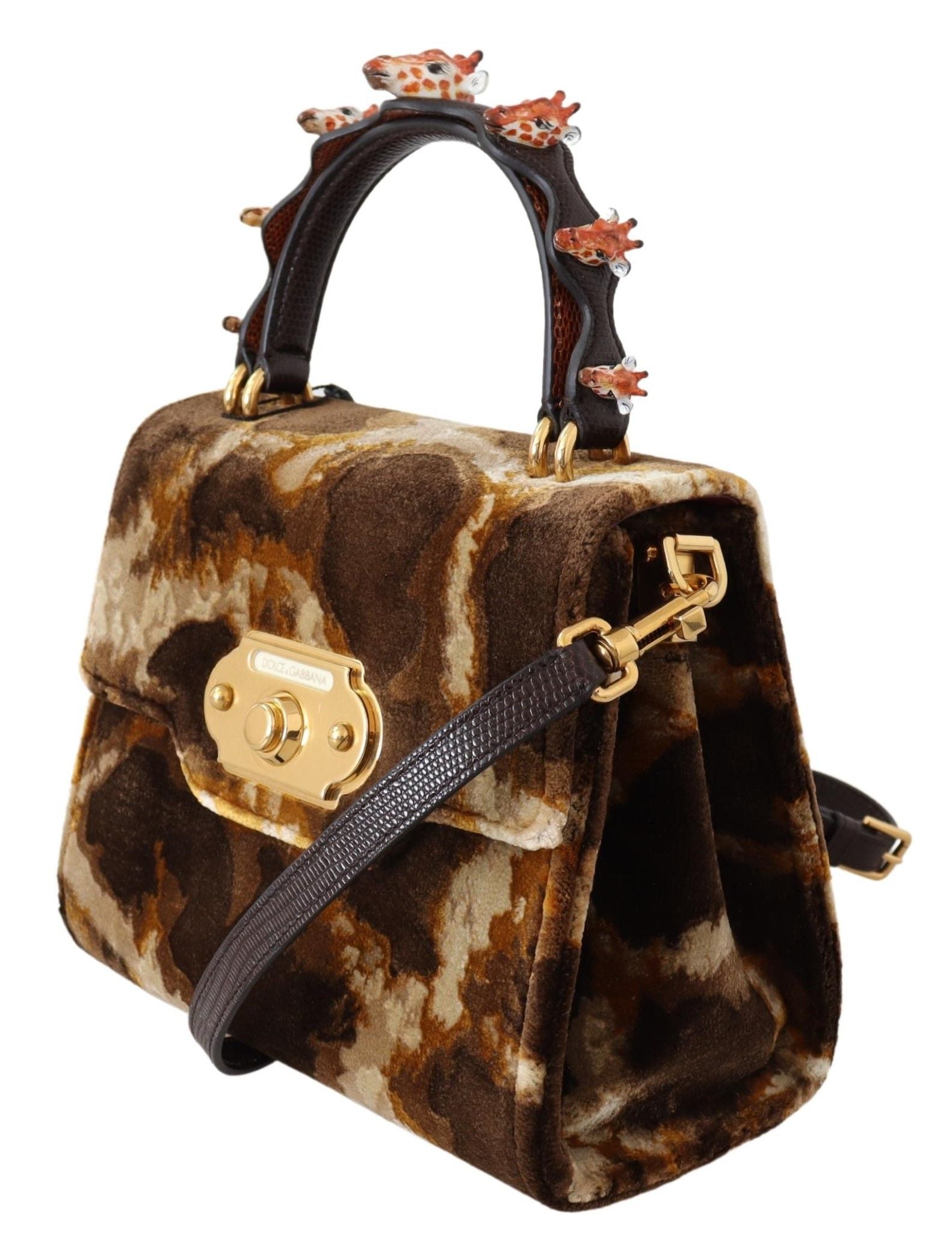 Dolce & Gabbana Elegant Giraffe Pattern Welcome Bag with Gold Accents - Luksusmuotia Dolce & Gabbana - Tutustu YVES JAVANNI® 