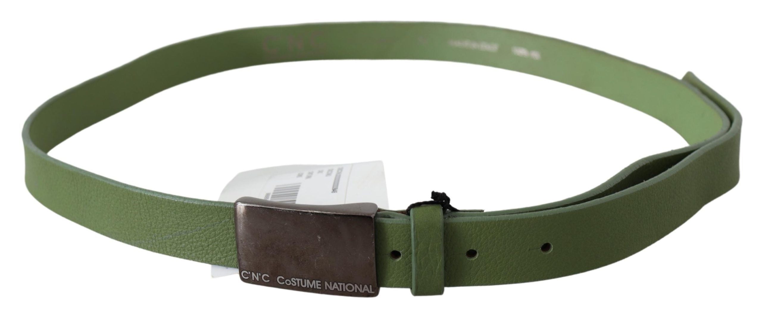 Costume National Chic Green Leather Waist Belt with Silver Buckle - Luksusmuotia Costume National - Tutustu YVES JAVANNI® 